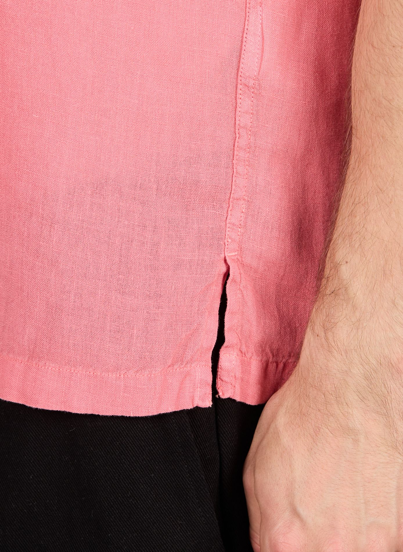 Chemise droite manches courtes en lin GANT Rose