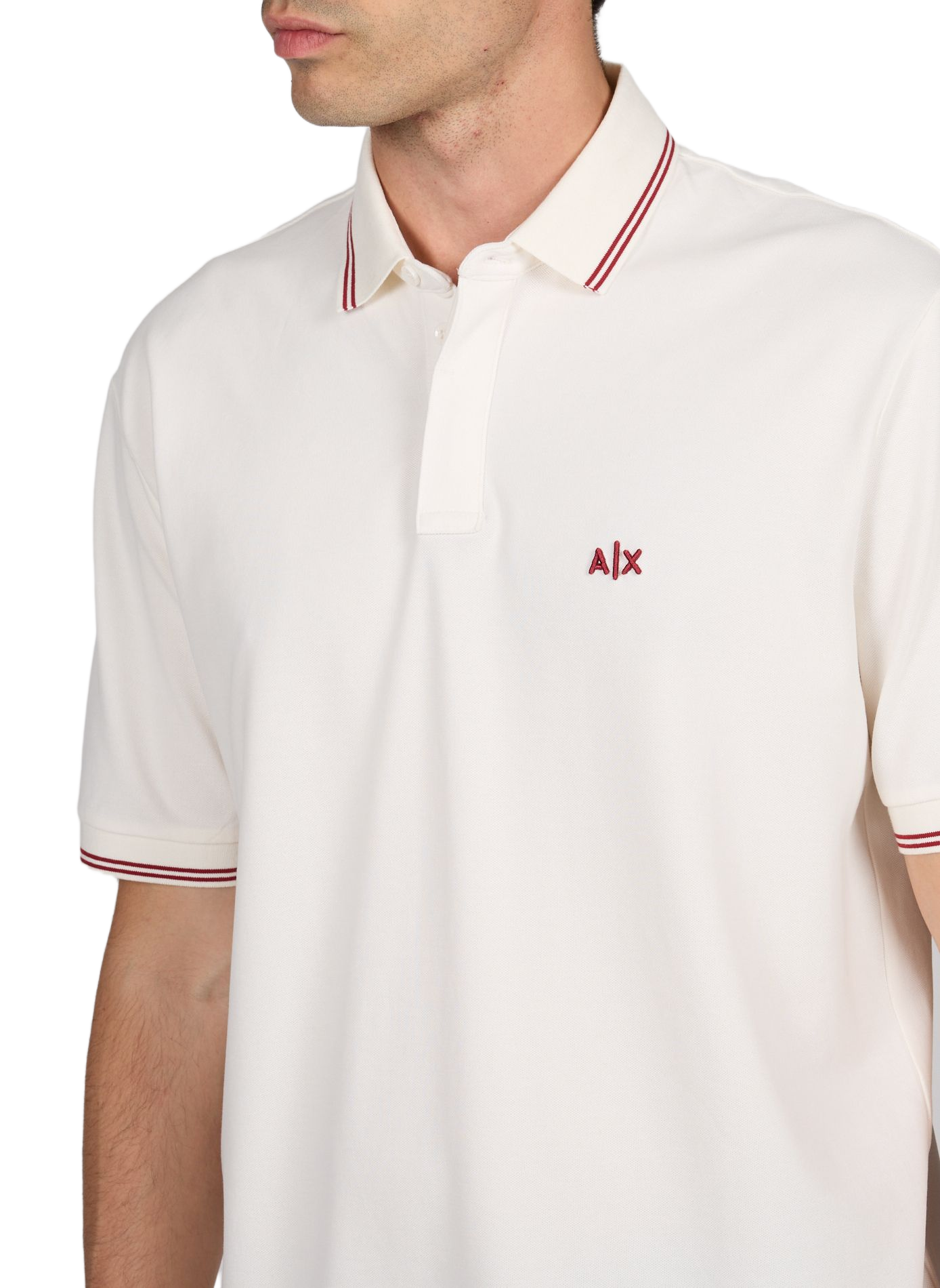 Short-sleeved polo in blended cotton ARMANI EXCHANGE Beige