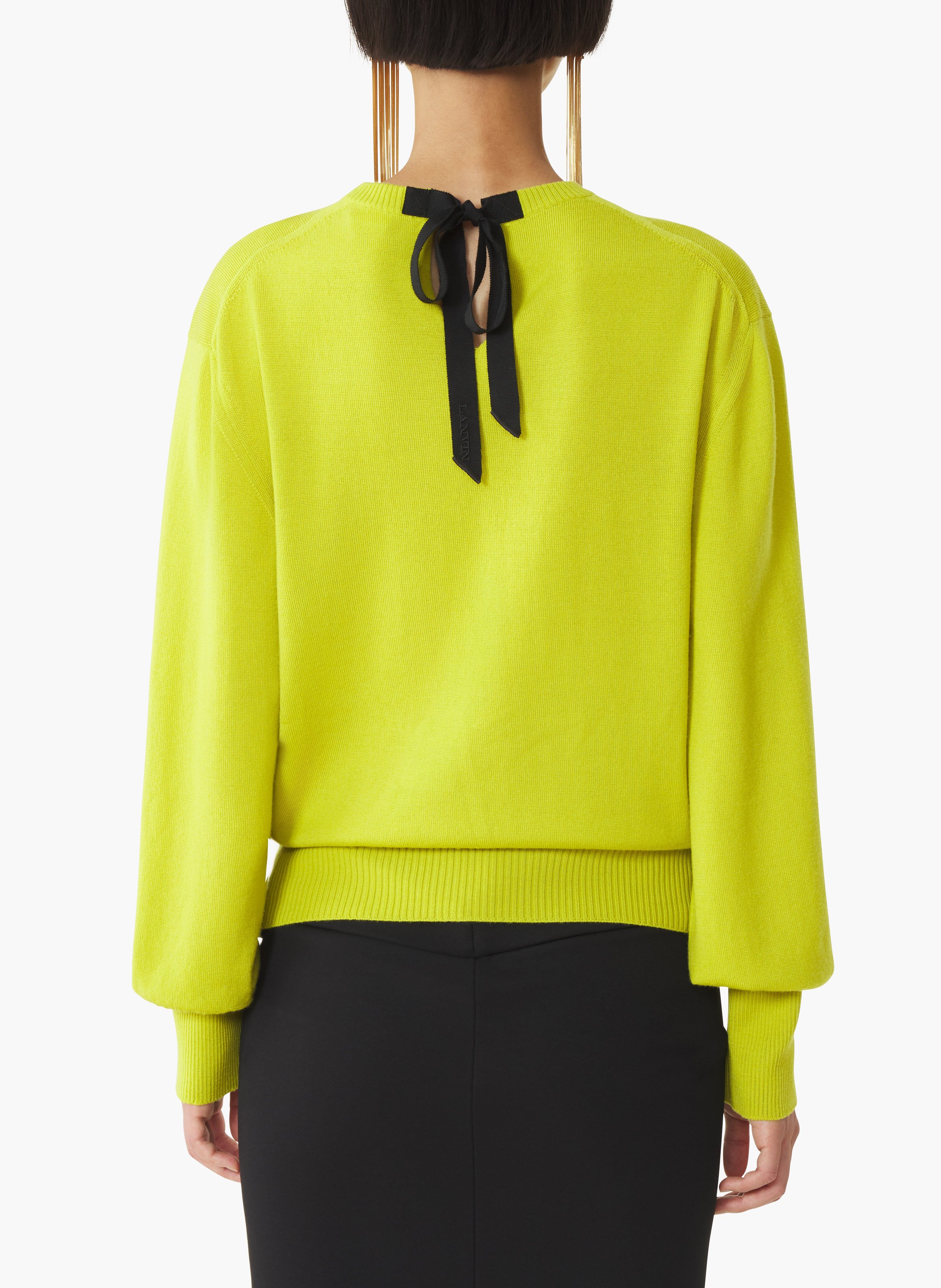 Pull détail gros grain en mérinos LANVIN Vert