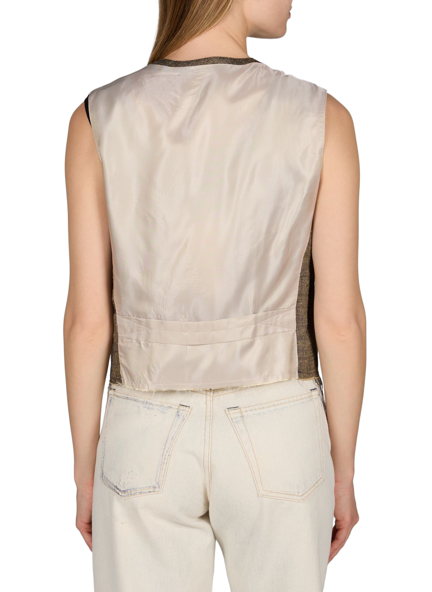 Gilet tailleur col V en lin mélangé OUR LEGACY Beige