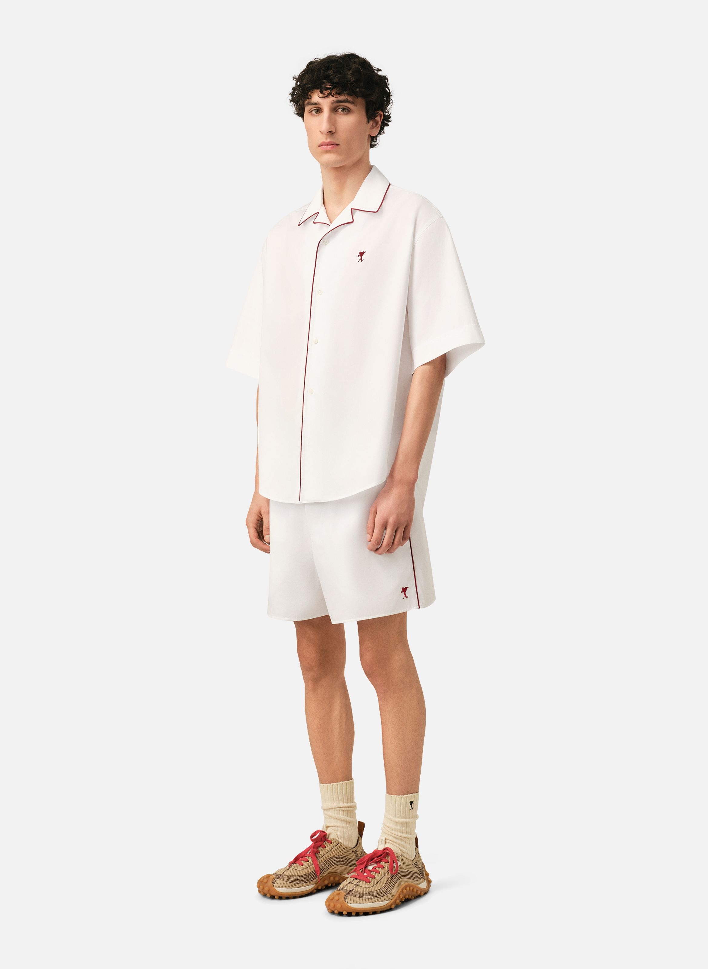 Chemise manches courtes ami de coeur flèche unisexe en coton AMI PARIS Blanc