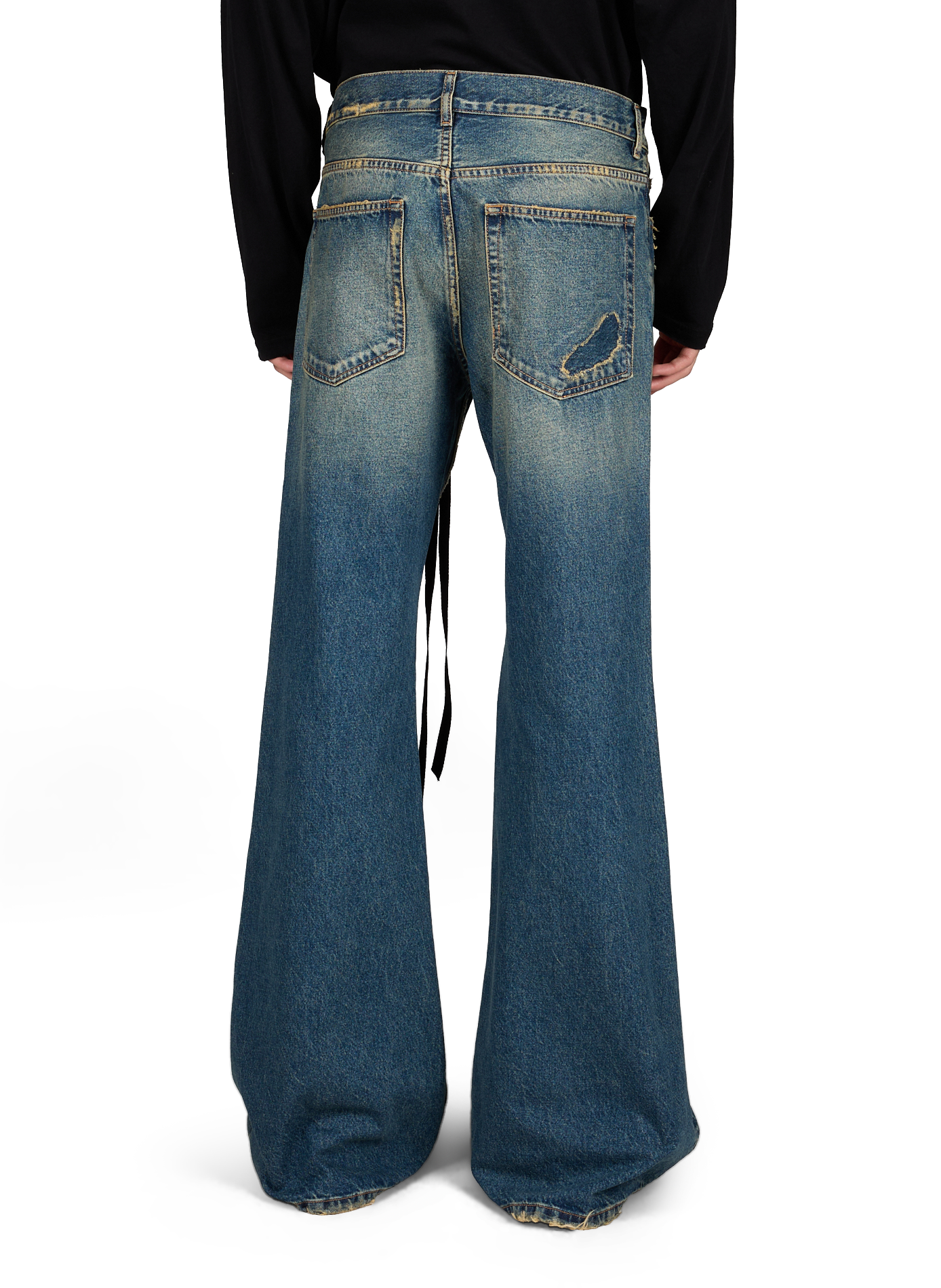 Bootcut washed denim jeans in cotton ANN DEMEULEMEESTER Blue