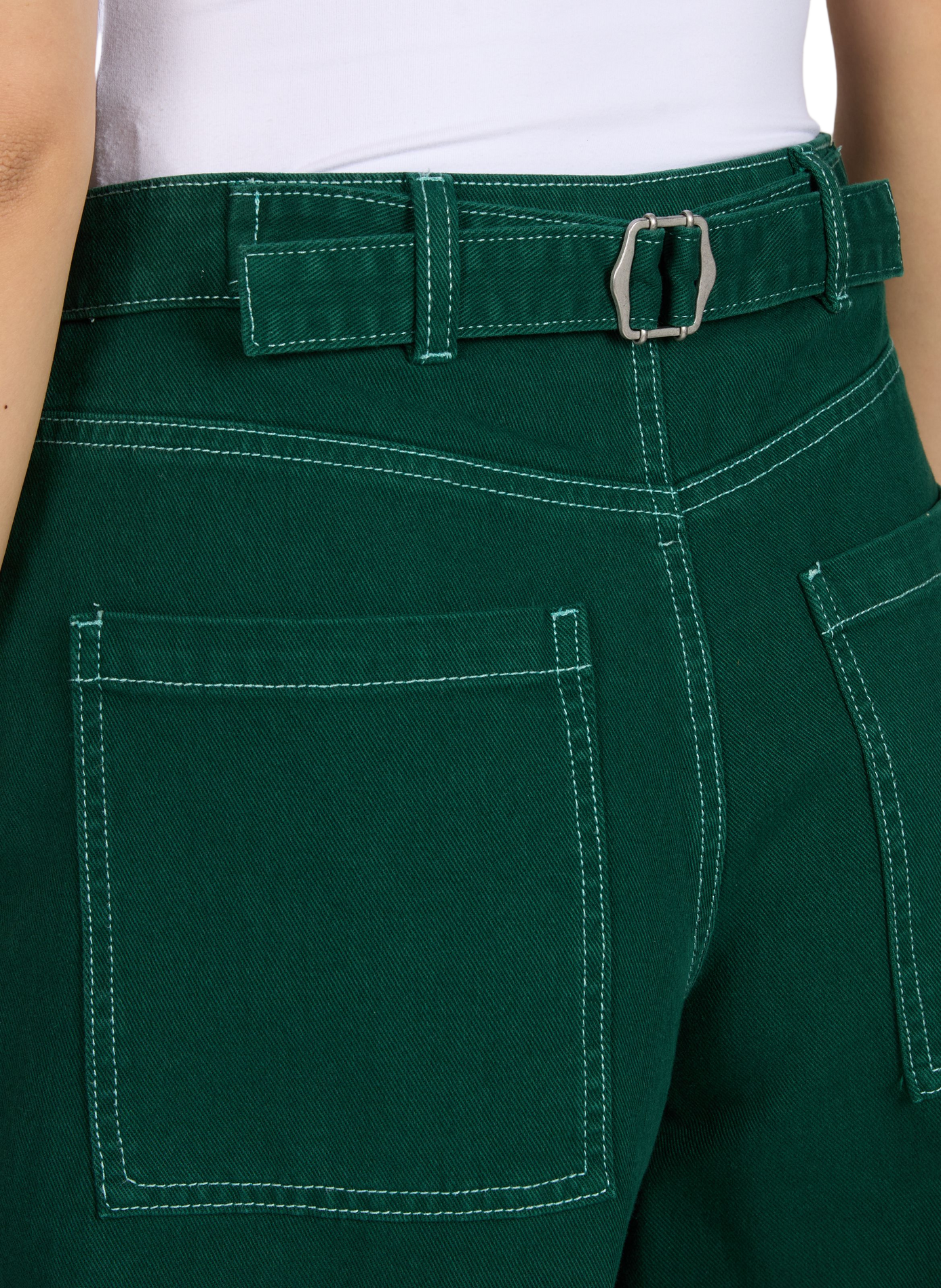 Mid-rise wide leg cotton jeans OBJECT Green