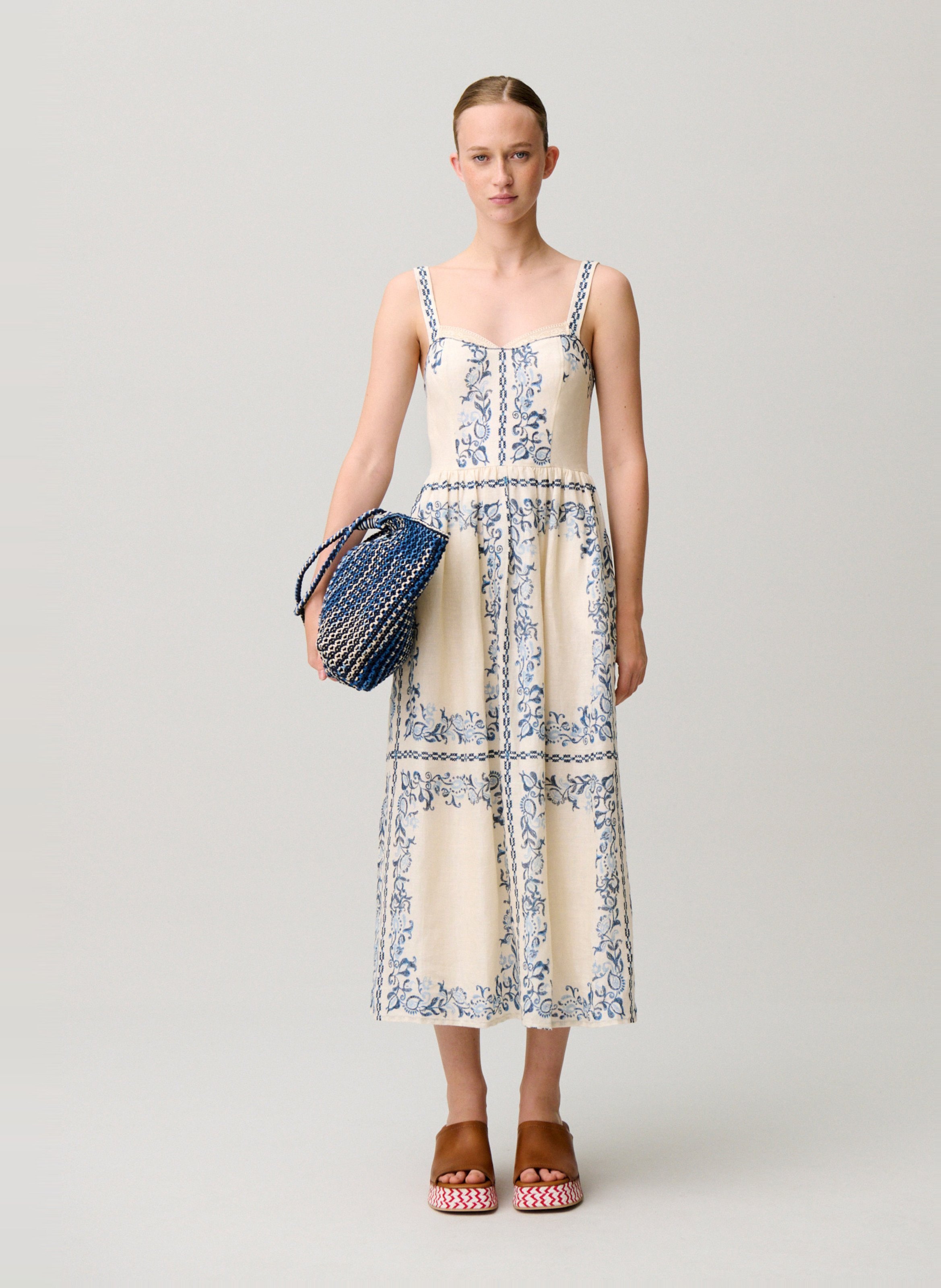Robe en lin imprimé Multicolore