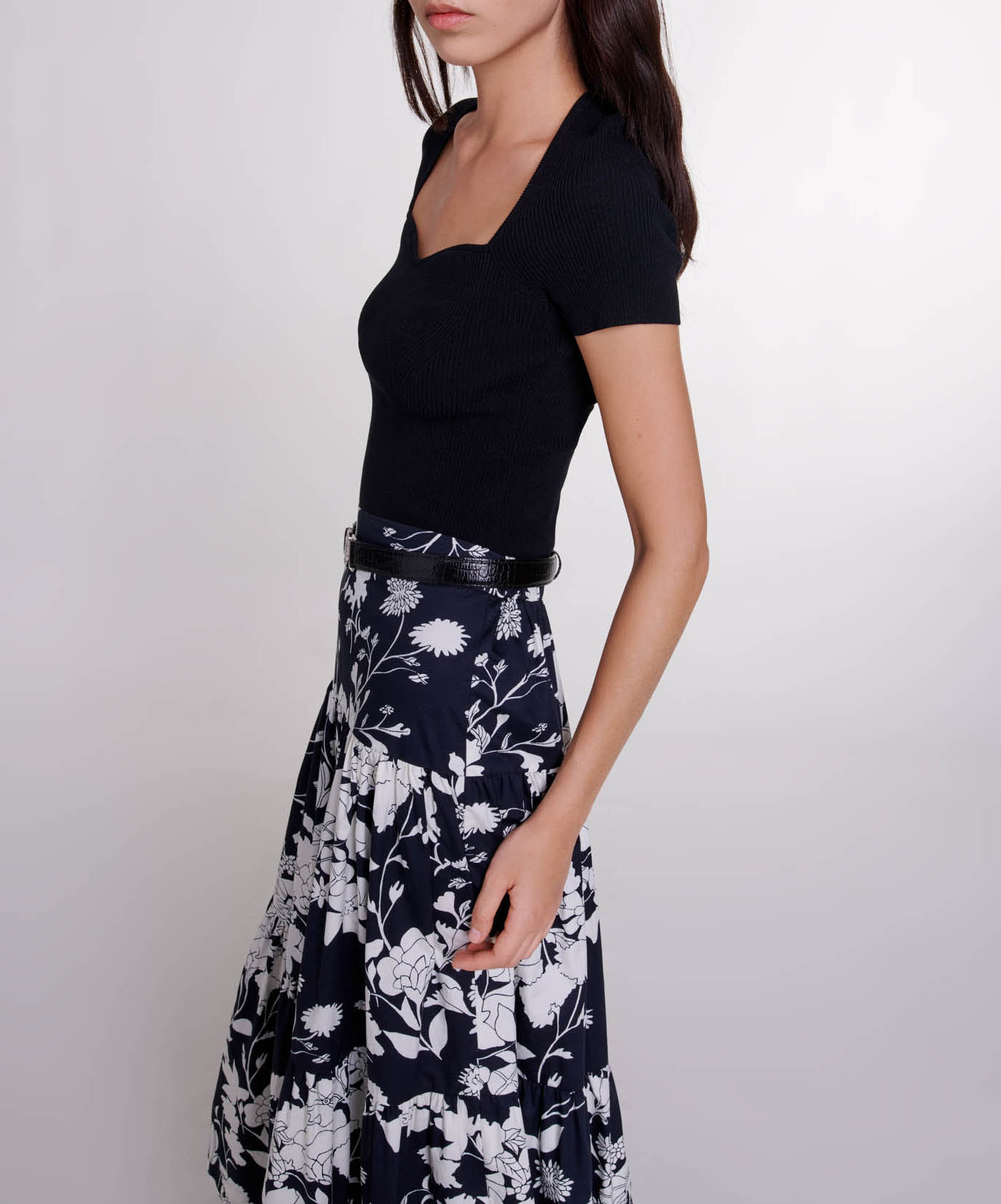 Top moulant en maille MAJE Noir