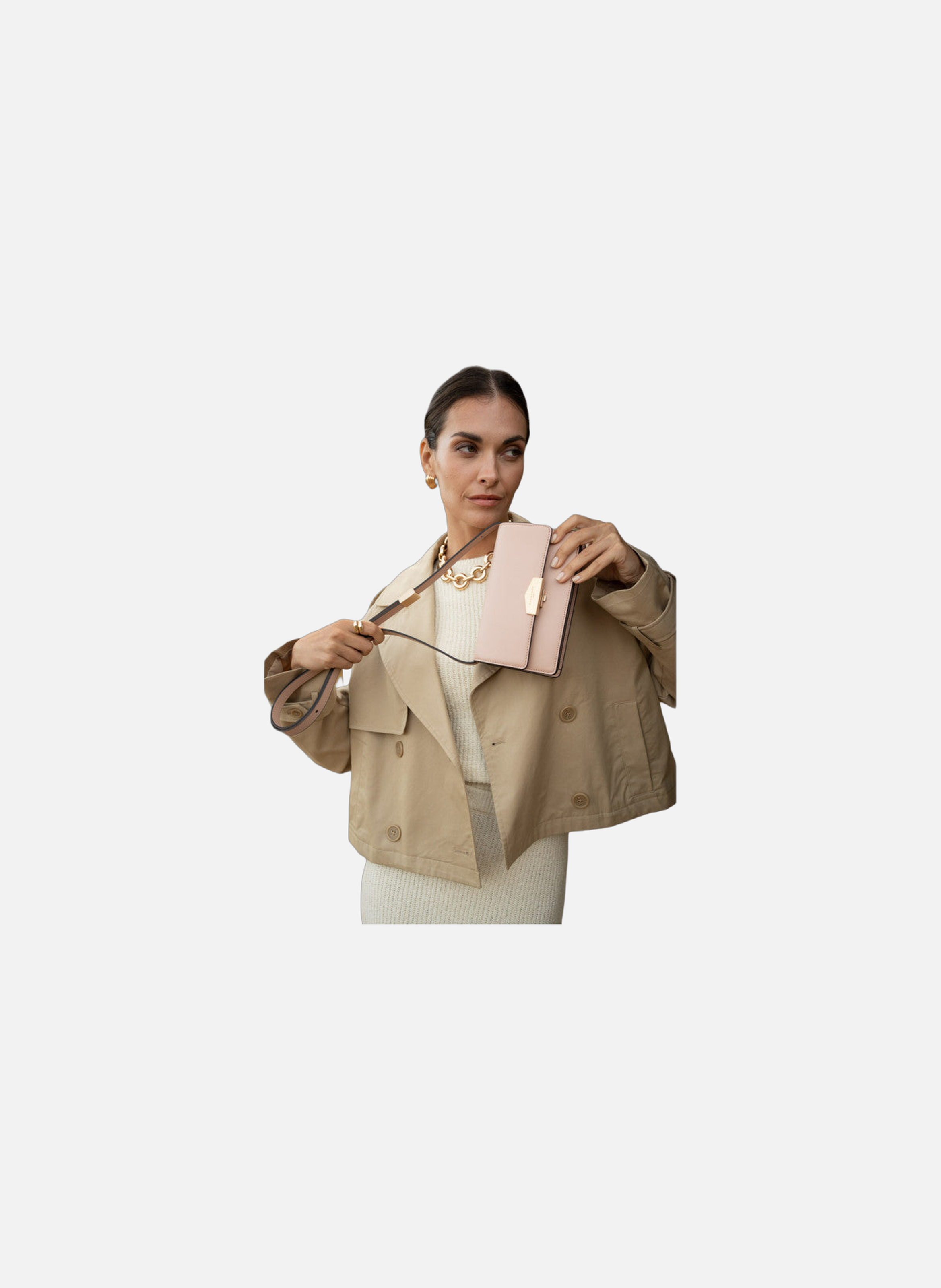 Anjou | sac porté épaule pm en cuir lisse POURCHET Rose