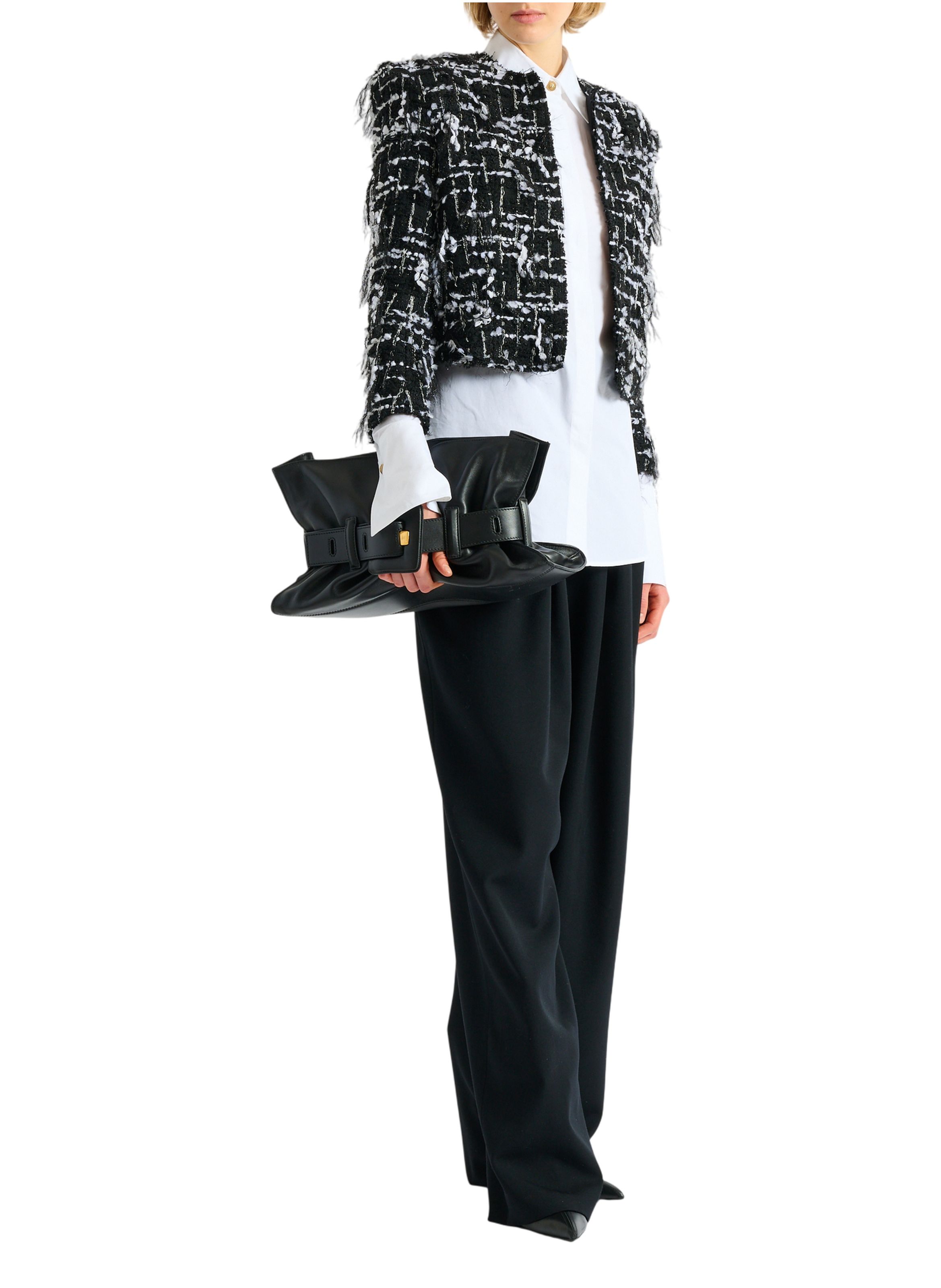 Spencer en tweed frangé BALMAIN Noir