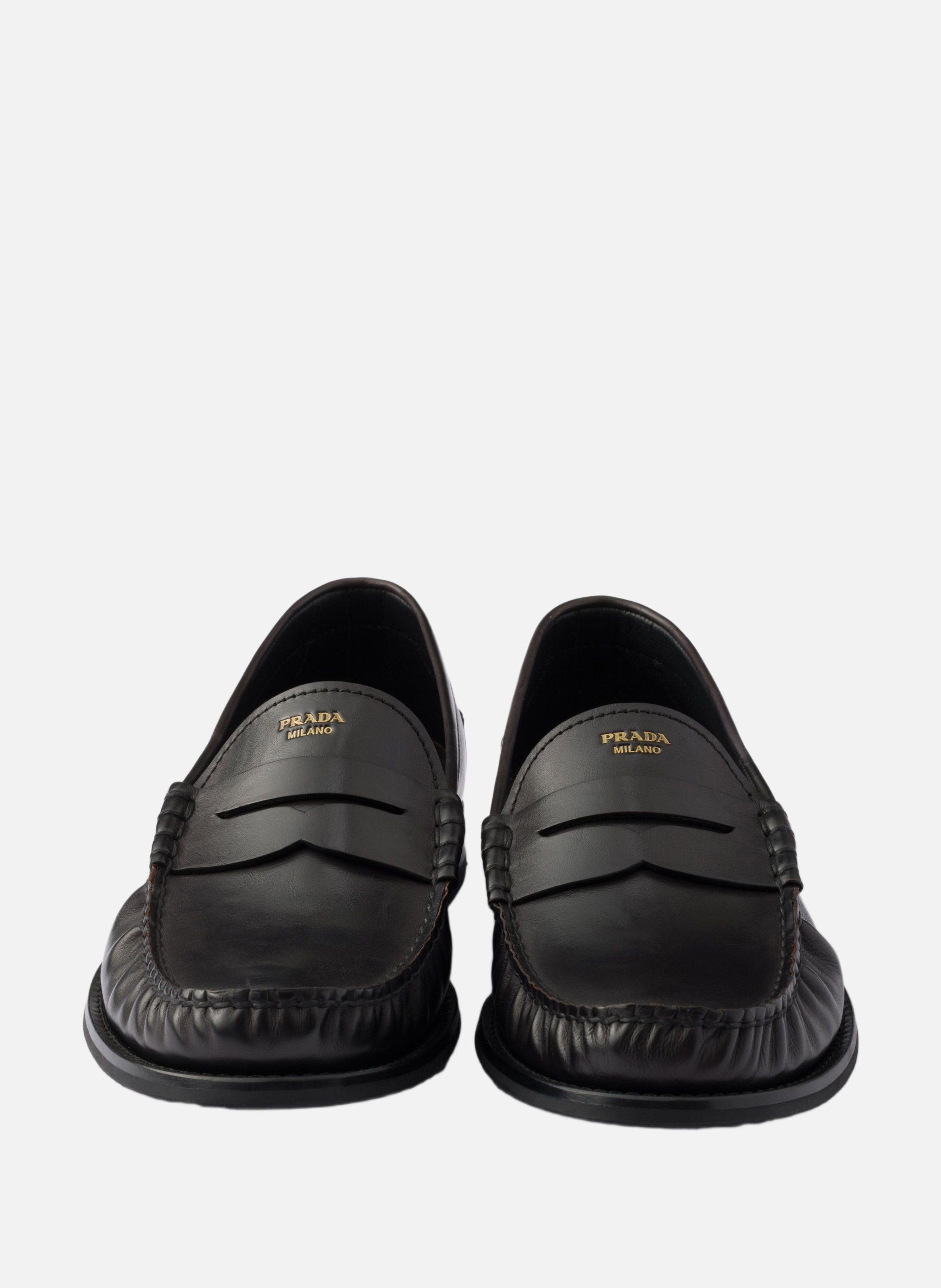 Mocassins en cuir vieilli PRADA Noir