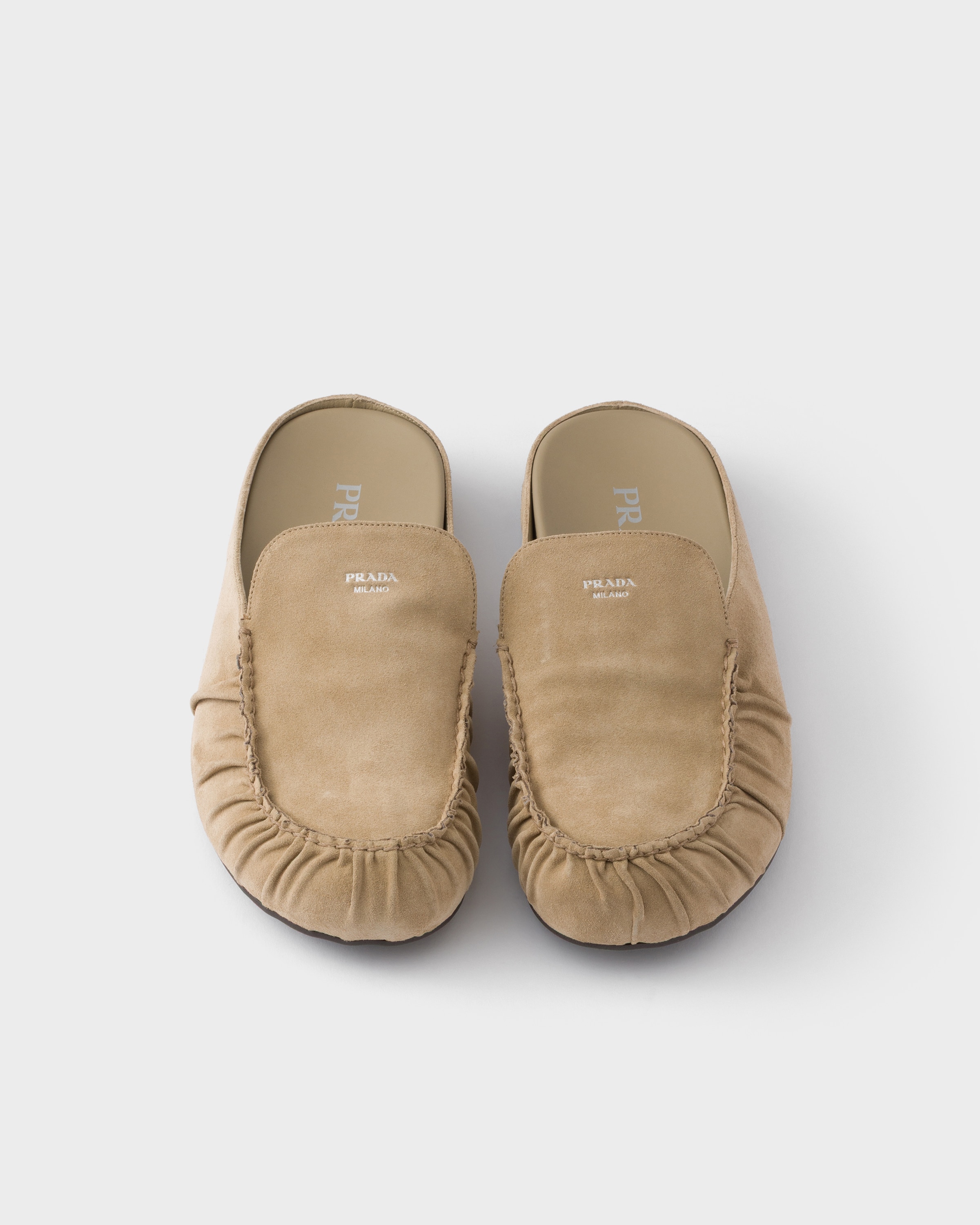 Mules en veau velours PRADA Beige