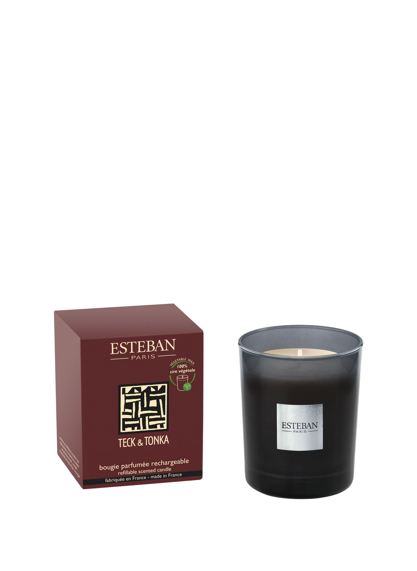 Bougie parfumée rechargeable Teck & Tonka 180 g ESTEBAN Marron