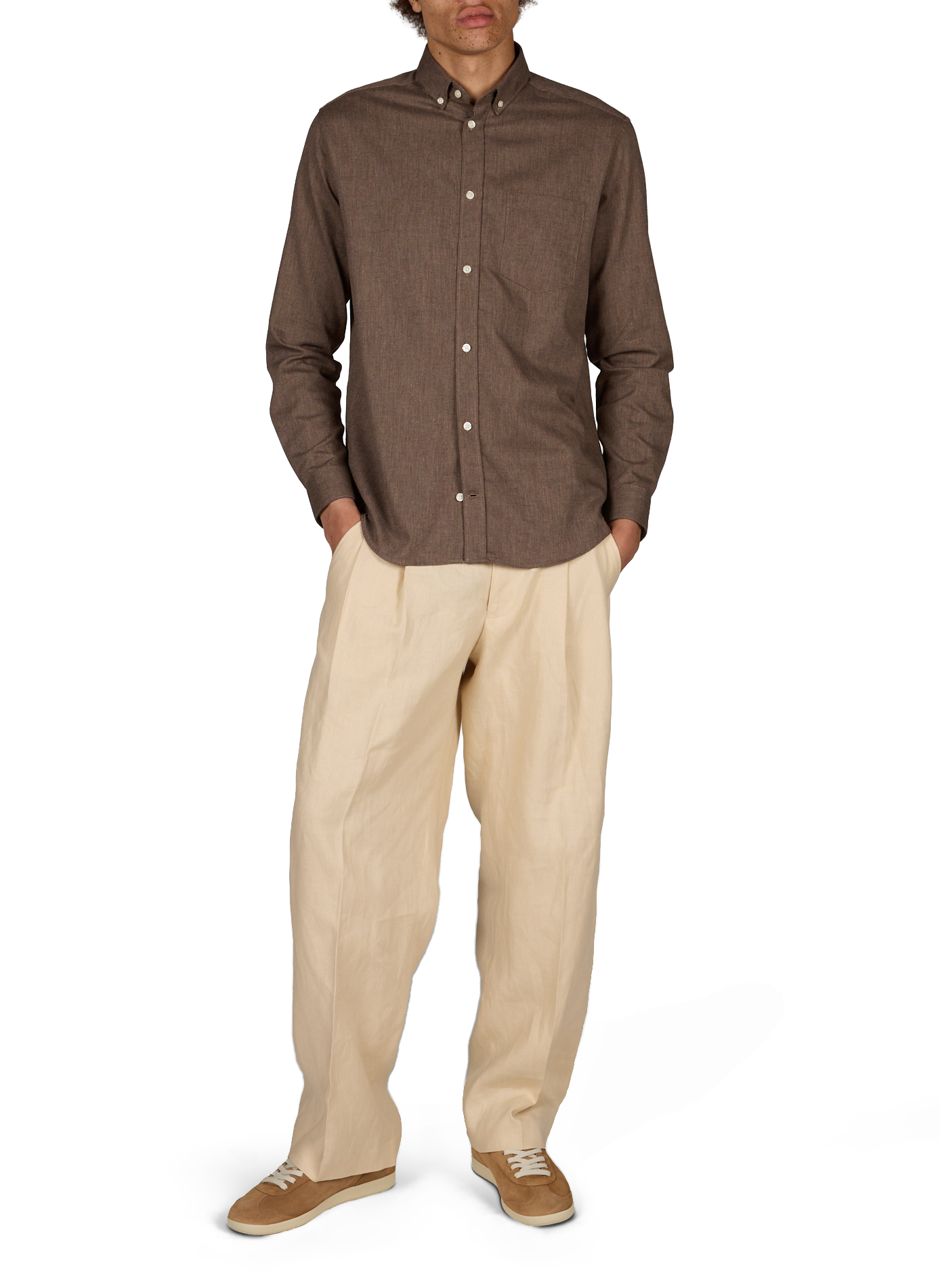 Straight cotton shirt AU PRINTEMPS PARIS Brown