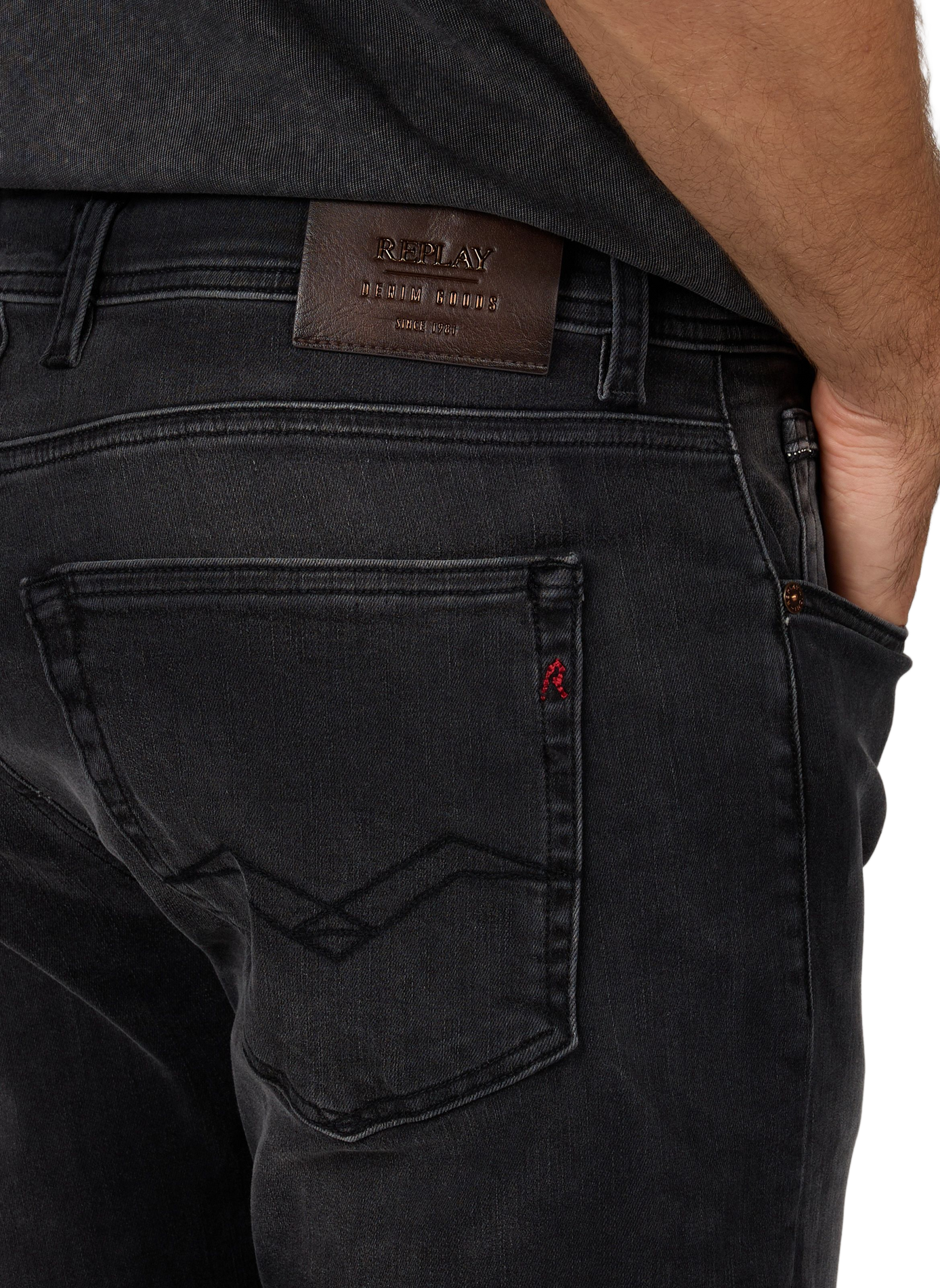 Grover straight fit jeans in blended cotton REPLAY Grey