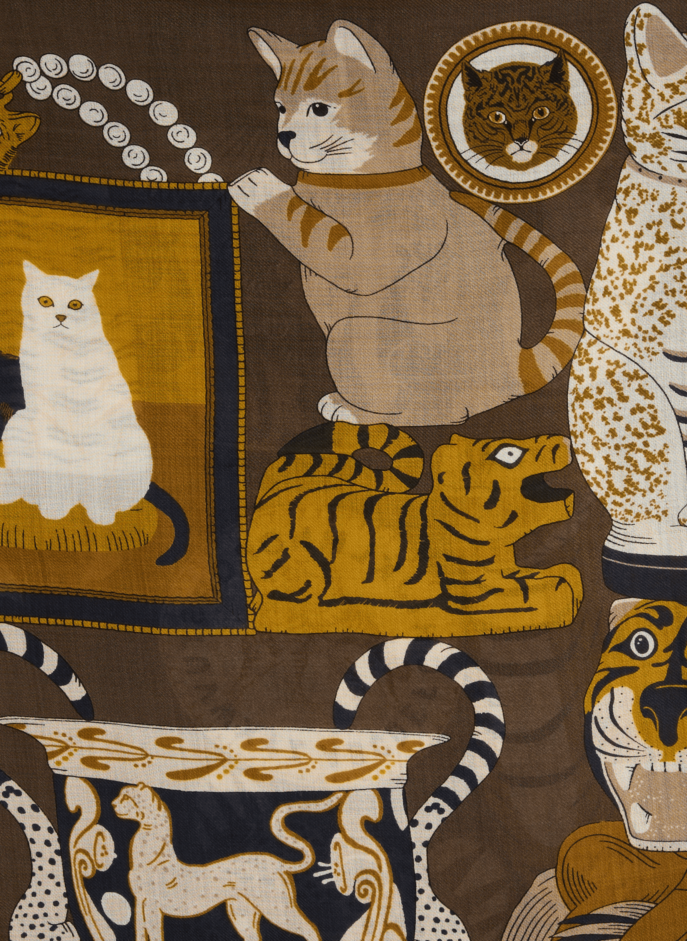 COLLECTIONNEUR printed wool scarf INOUI EDITIONS Khaki