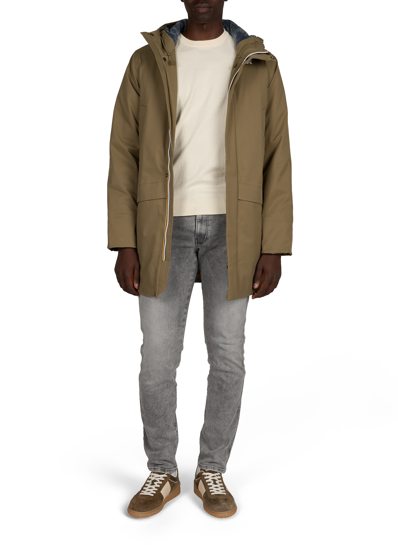 Parka with high collar K-WAY Khaki