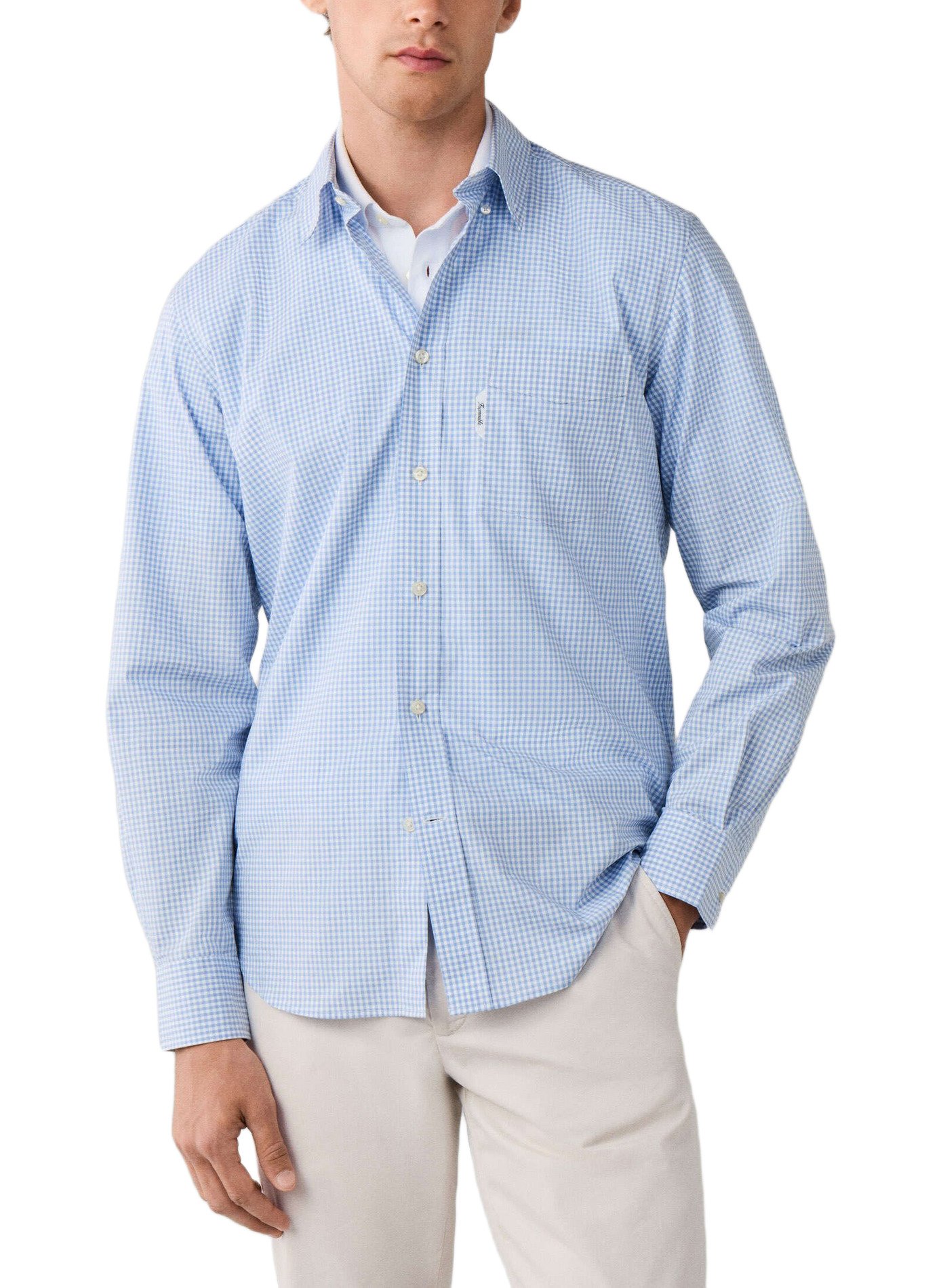 Chemise à carreaux vichy en popeline de coton | Bleu FACONNABLE Homme