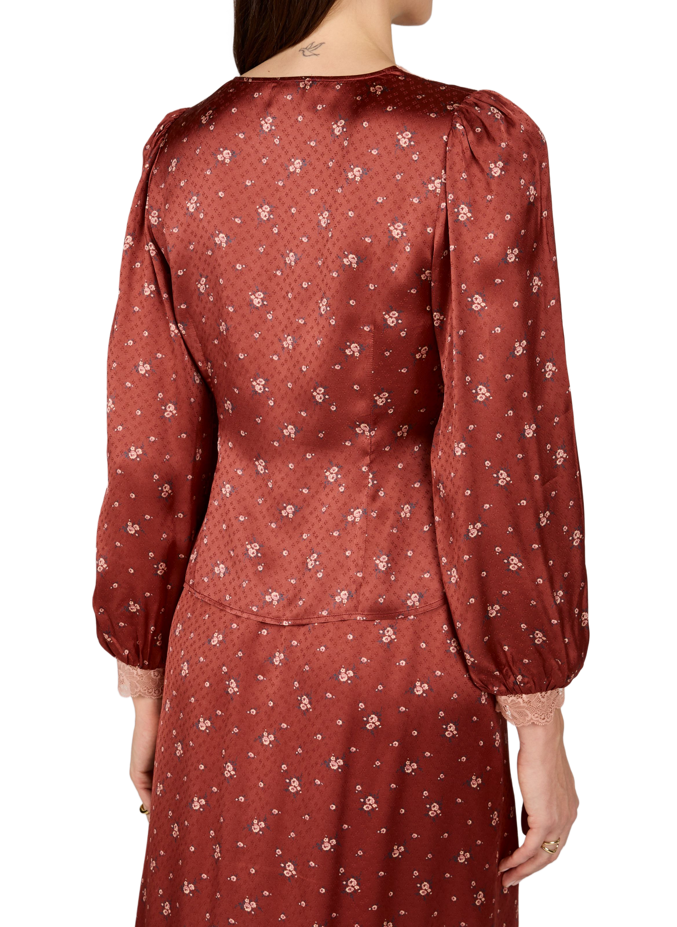Bluse mit V-Ausschnitt und Spitzenmuster PETITE MENDIGOTE Orange