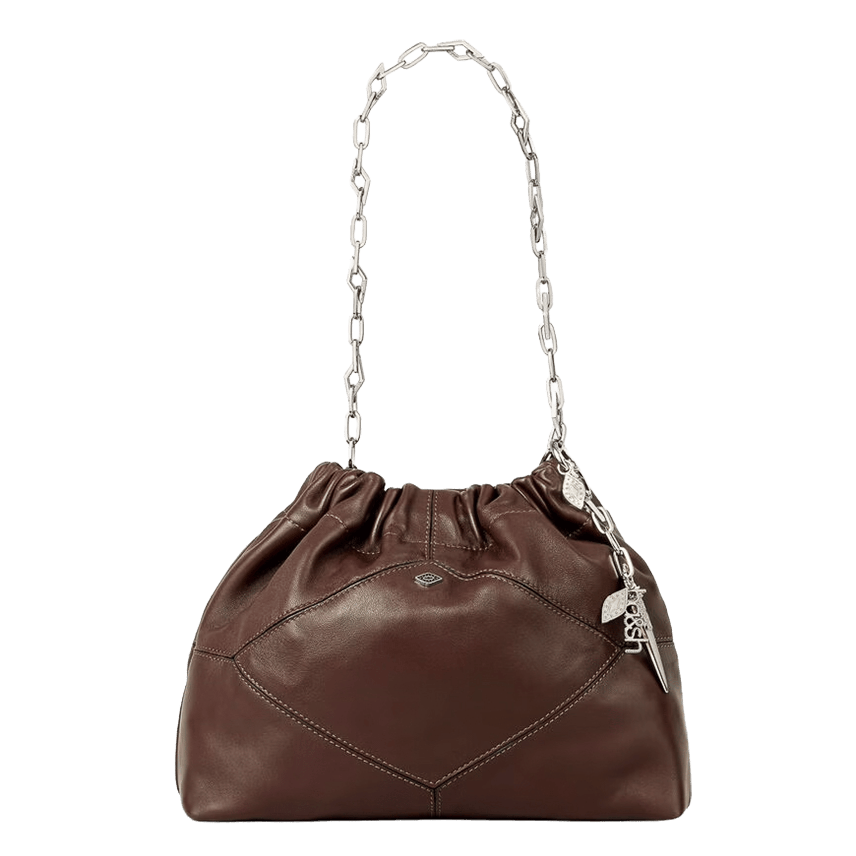 Schoudertas van leer mini June tote BA&SH Bruin