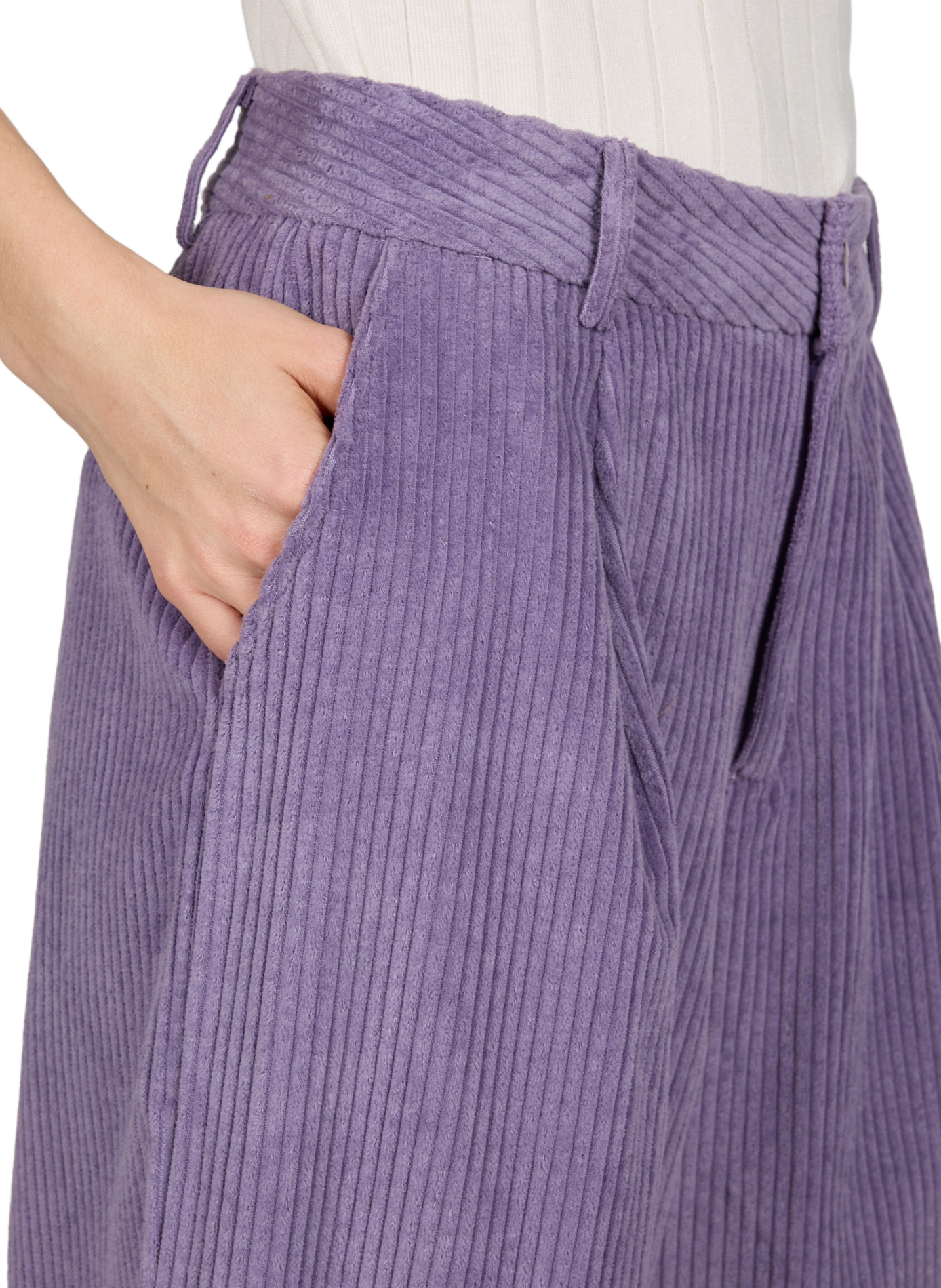 Voltaire wide-leg ribbed cotton trousers GARANCE Purple