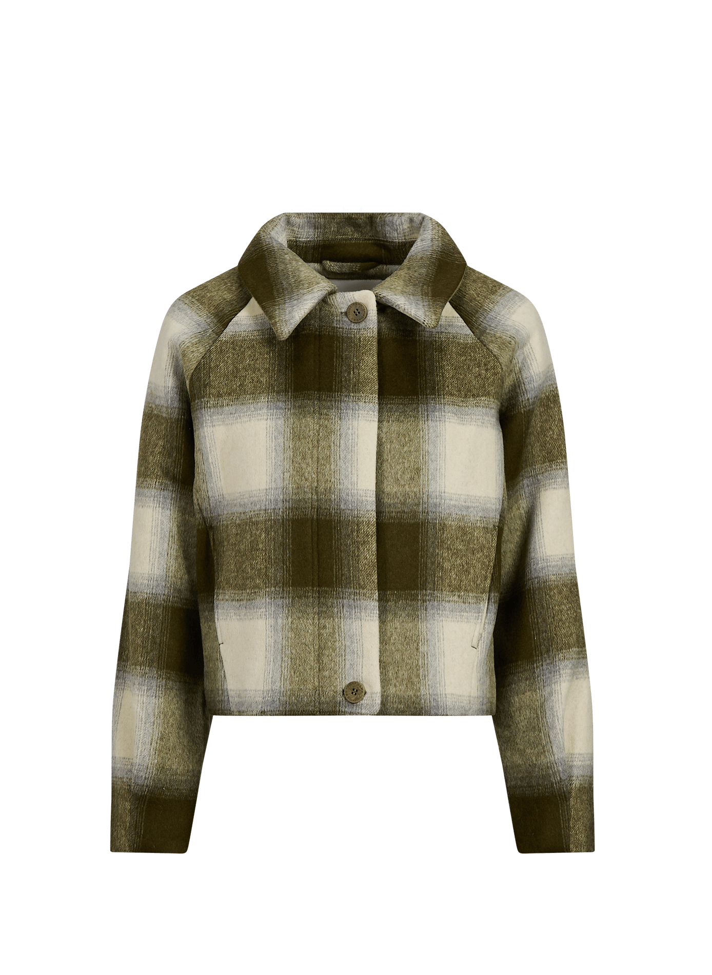 Straight-cut Daria checked wool-blend jacket THINKING MU Green