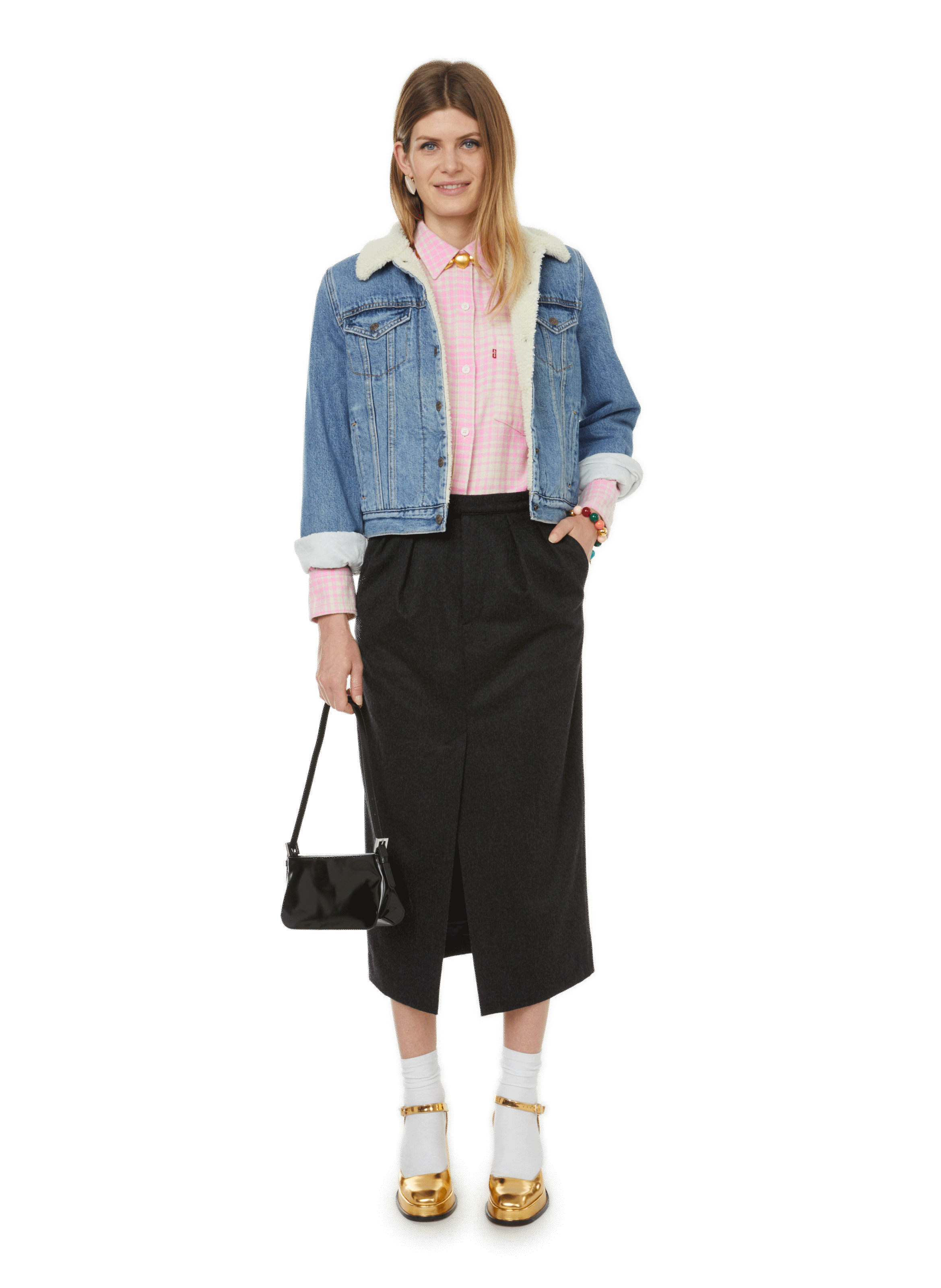 Dulce leather baguette bag BY FAR Black