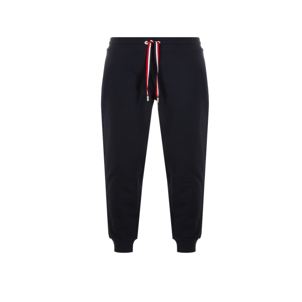 Moncler Logo Cotton Trousers In Blue