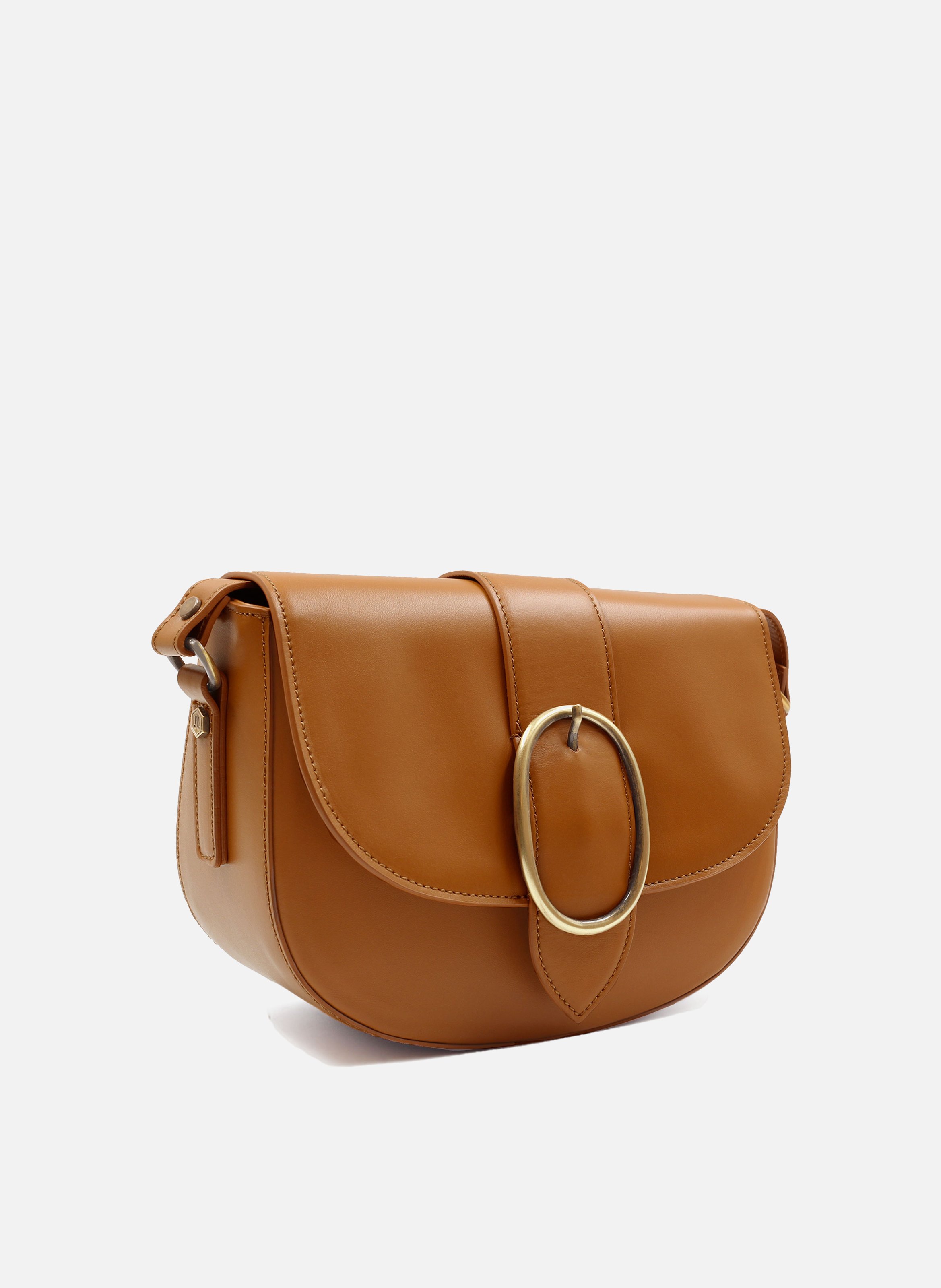 Sac boucle cuir lisse JULES & JENN Marron