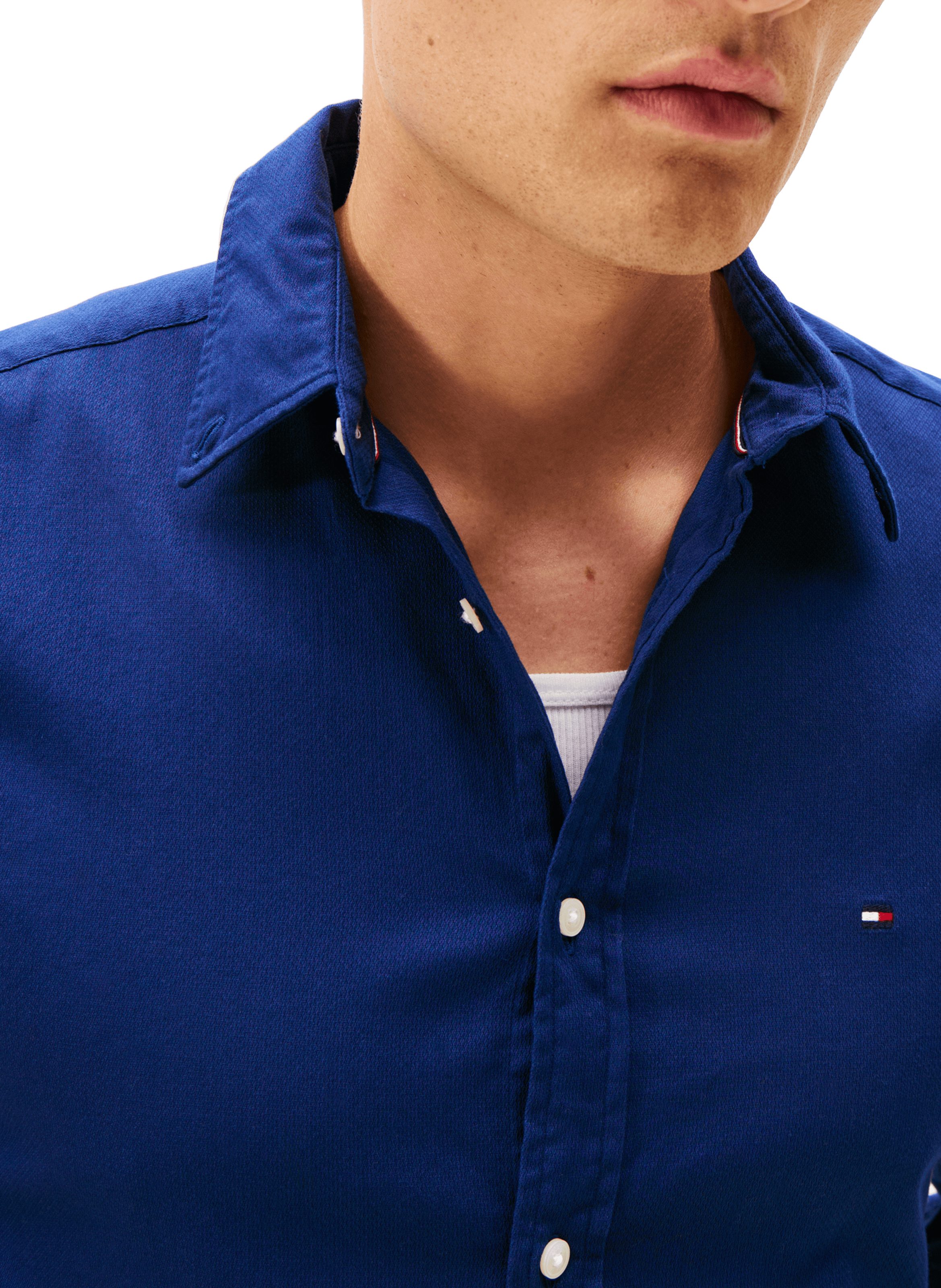 Shirt with American collar in blended cotton TOMMY HILFIGER Blue