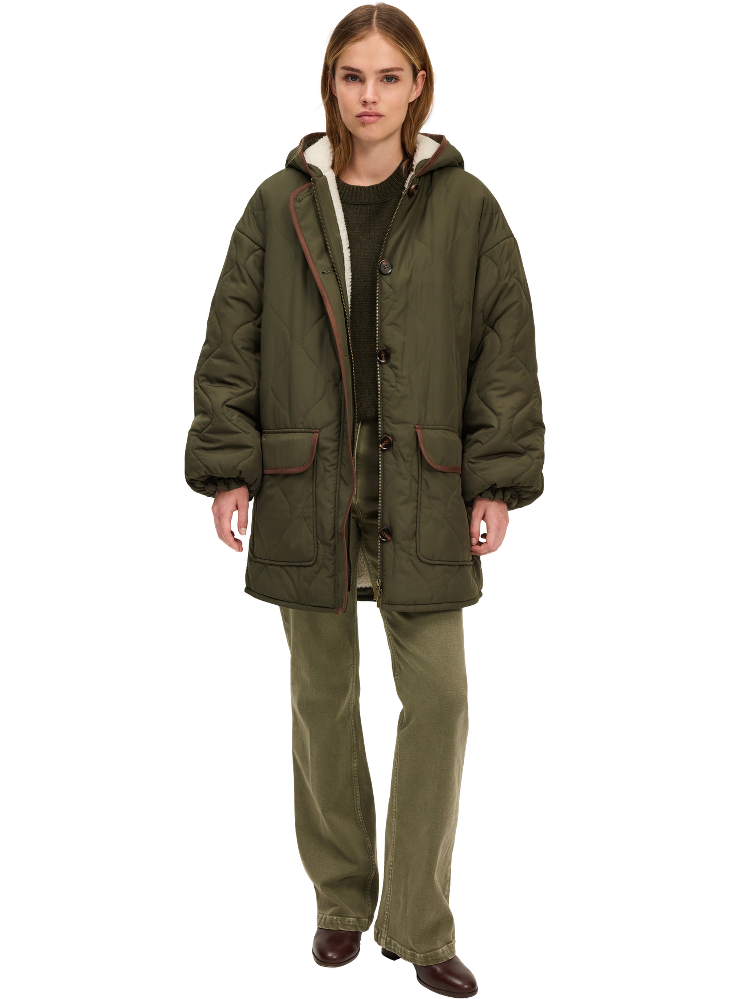 Parka matelassée fourrée à capuche - maissa PABLO Kaki