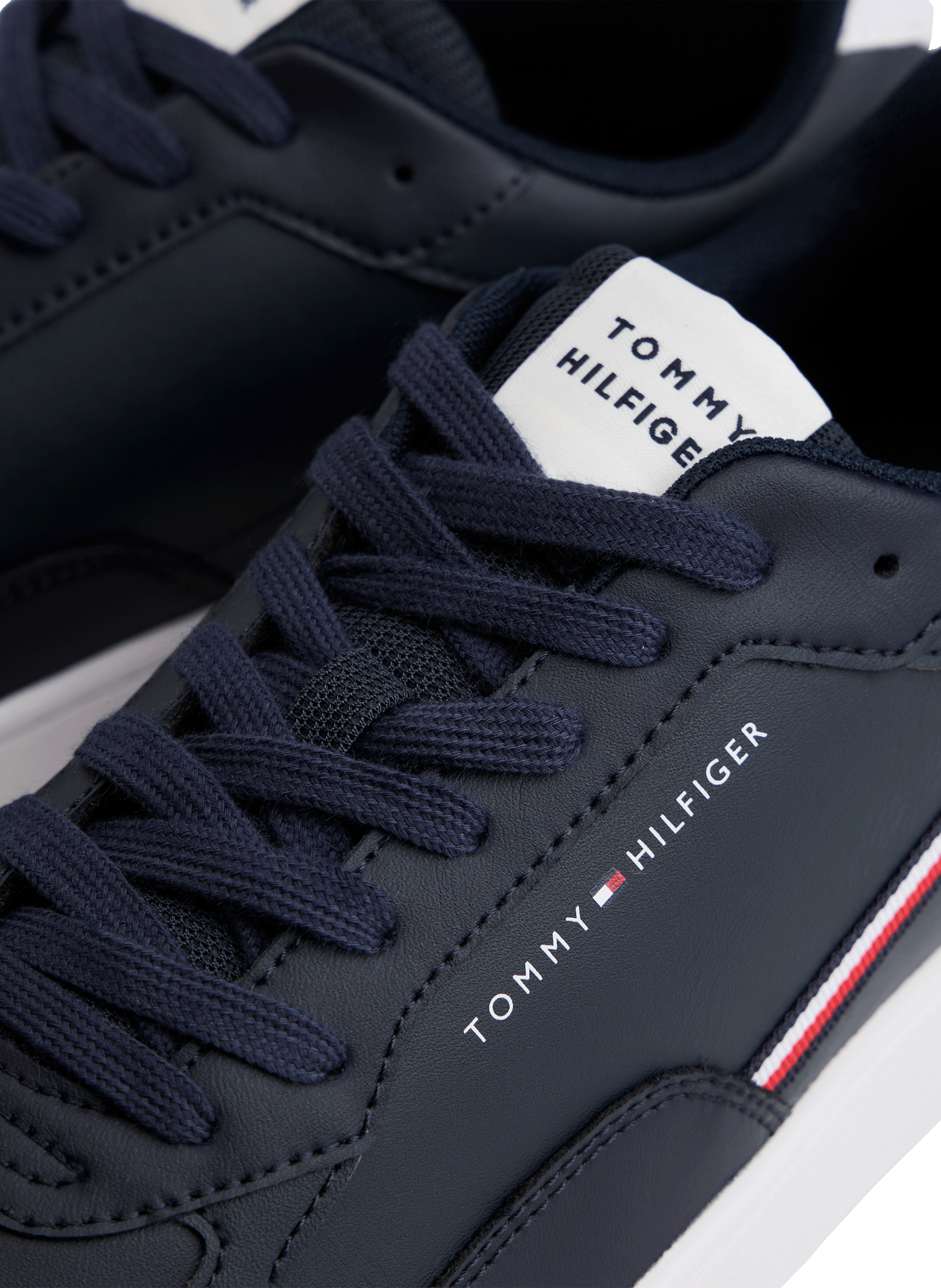 Grooved leather basketball shoes TOMMY HILFIGER Blue