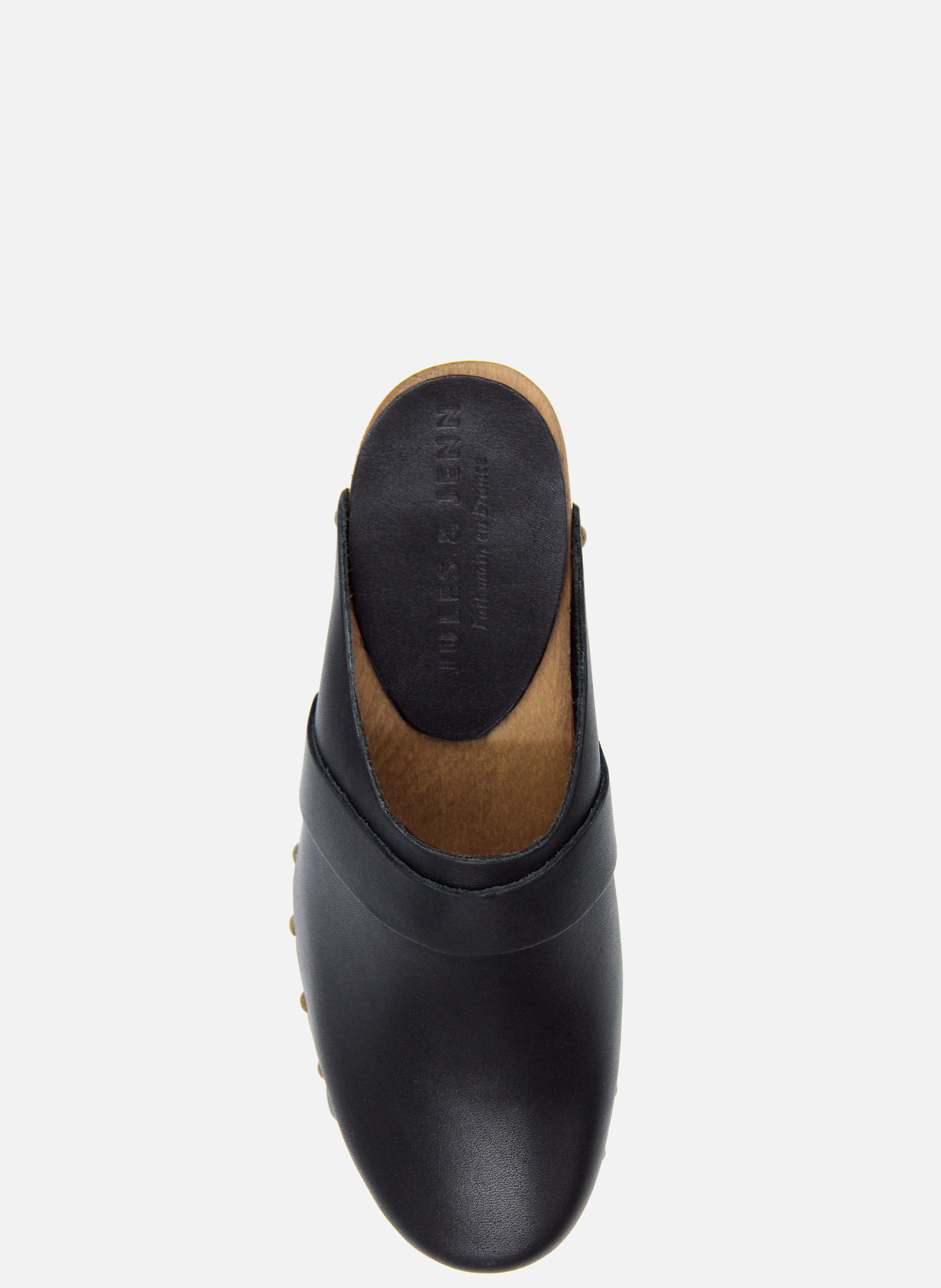 Sabots bois cuir lisse JULES & JENN Noir