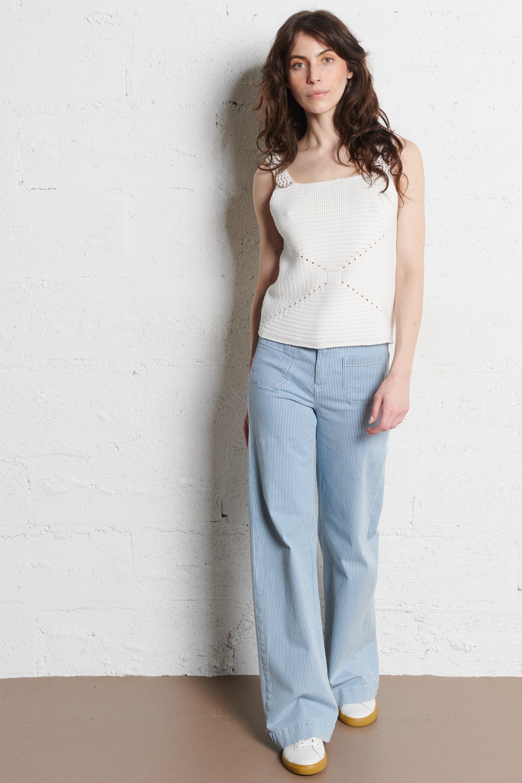 Pantalon large rayé en coton luna MAISON 123 Bleu