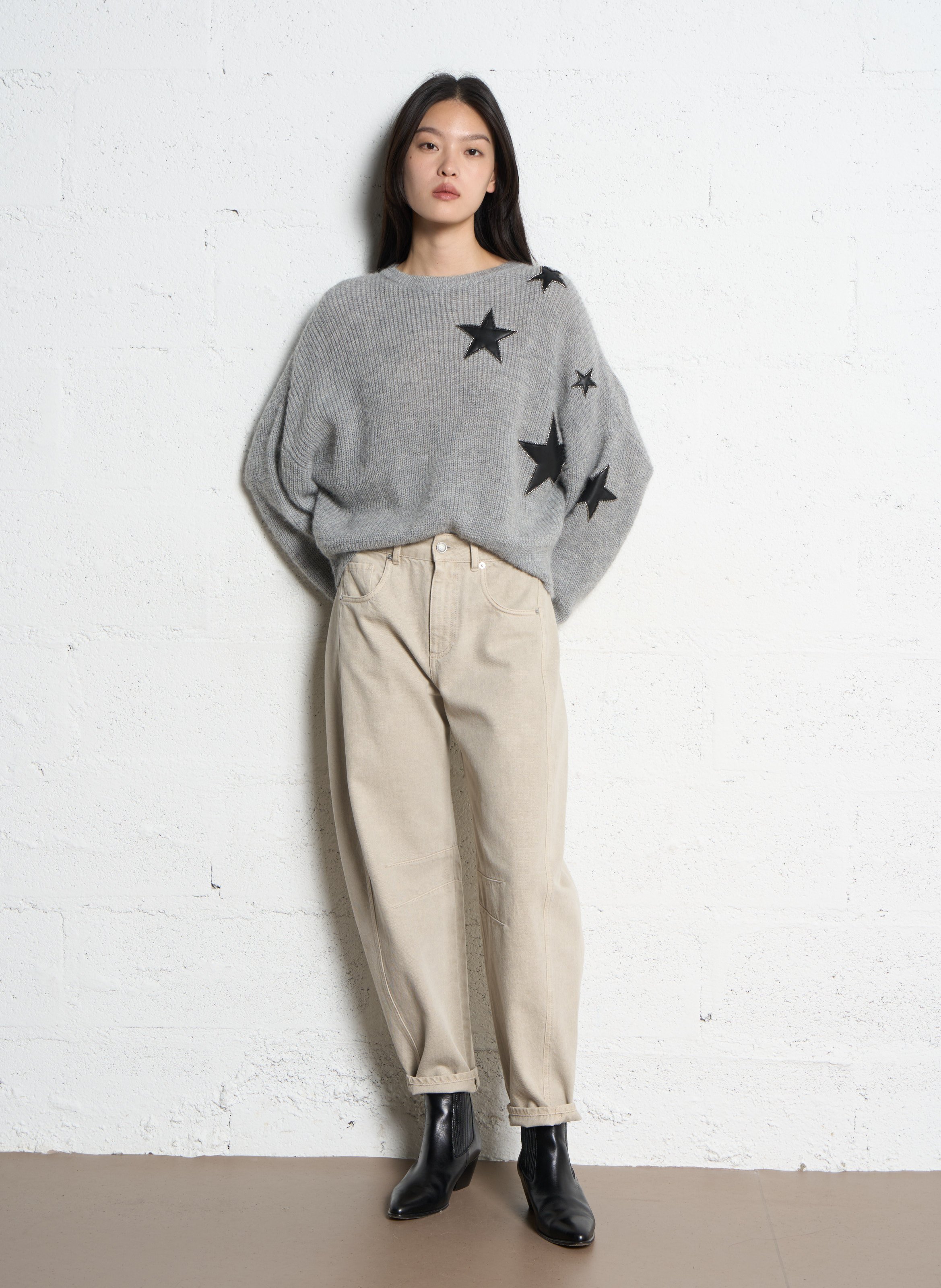 Pull droit en alpaga mélangé IKKS Gris