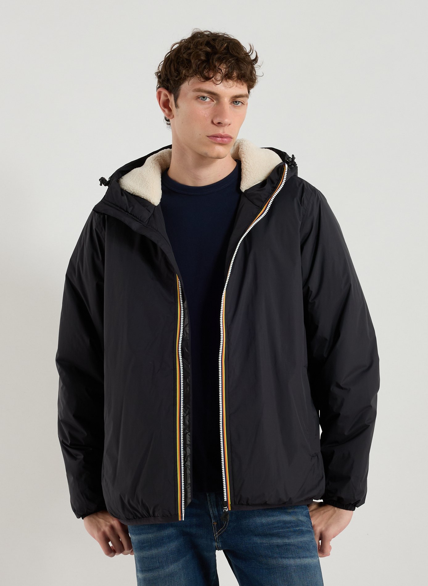 K-WAY Straight hooded parka Black