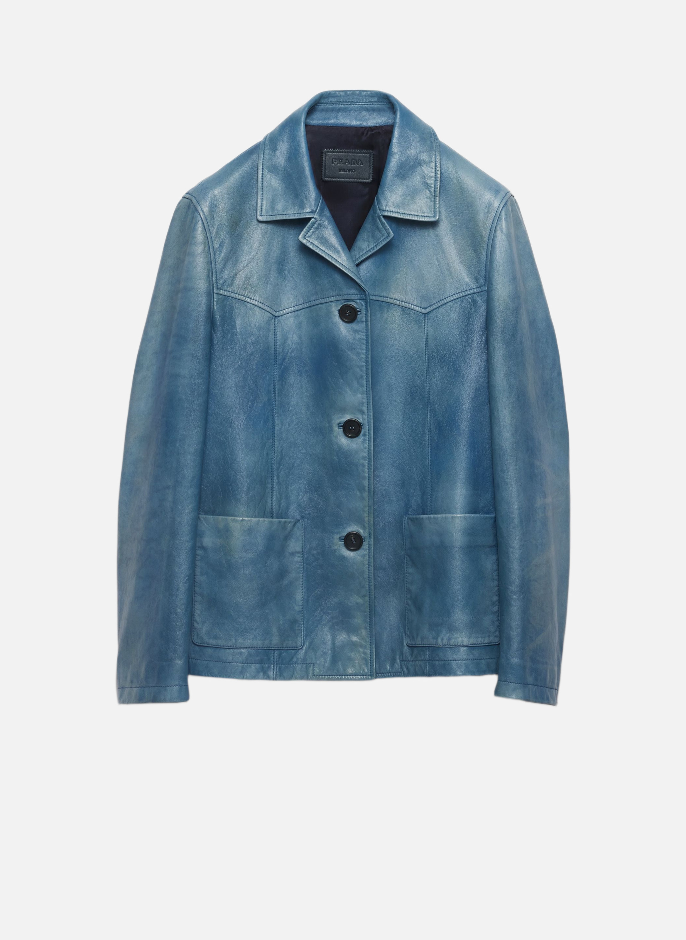 Veste en cuir nappa PRADA Bleu