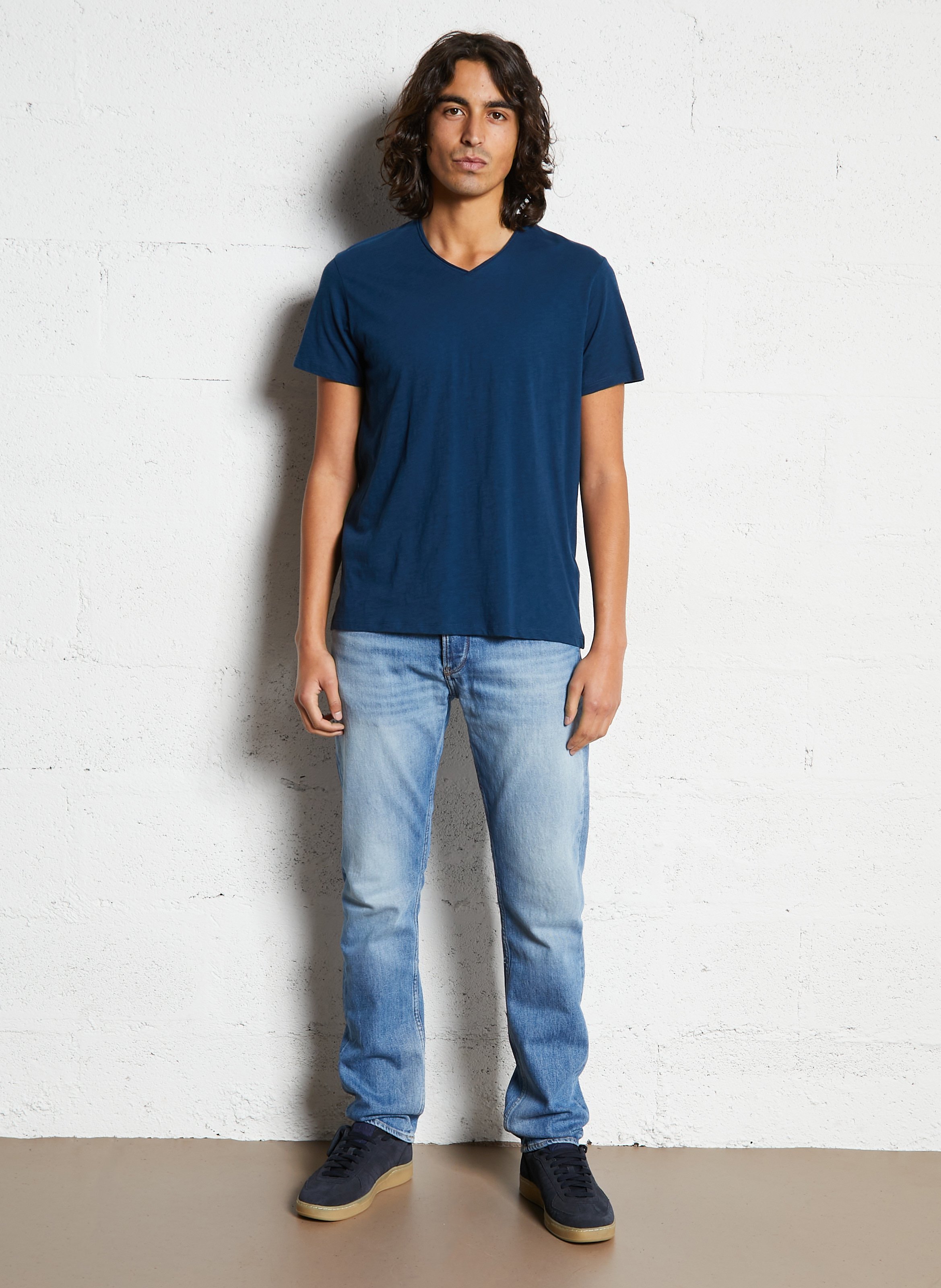 Tee-shirt col v en coton IKKS Bleu