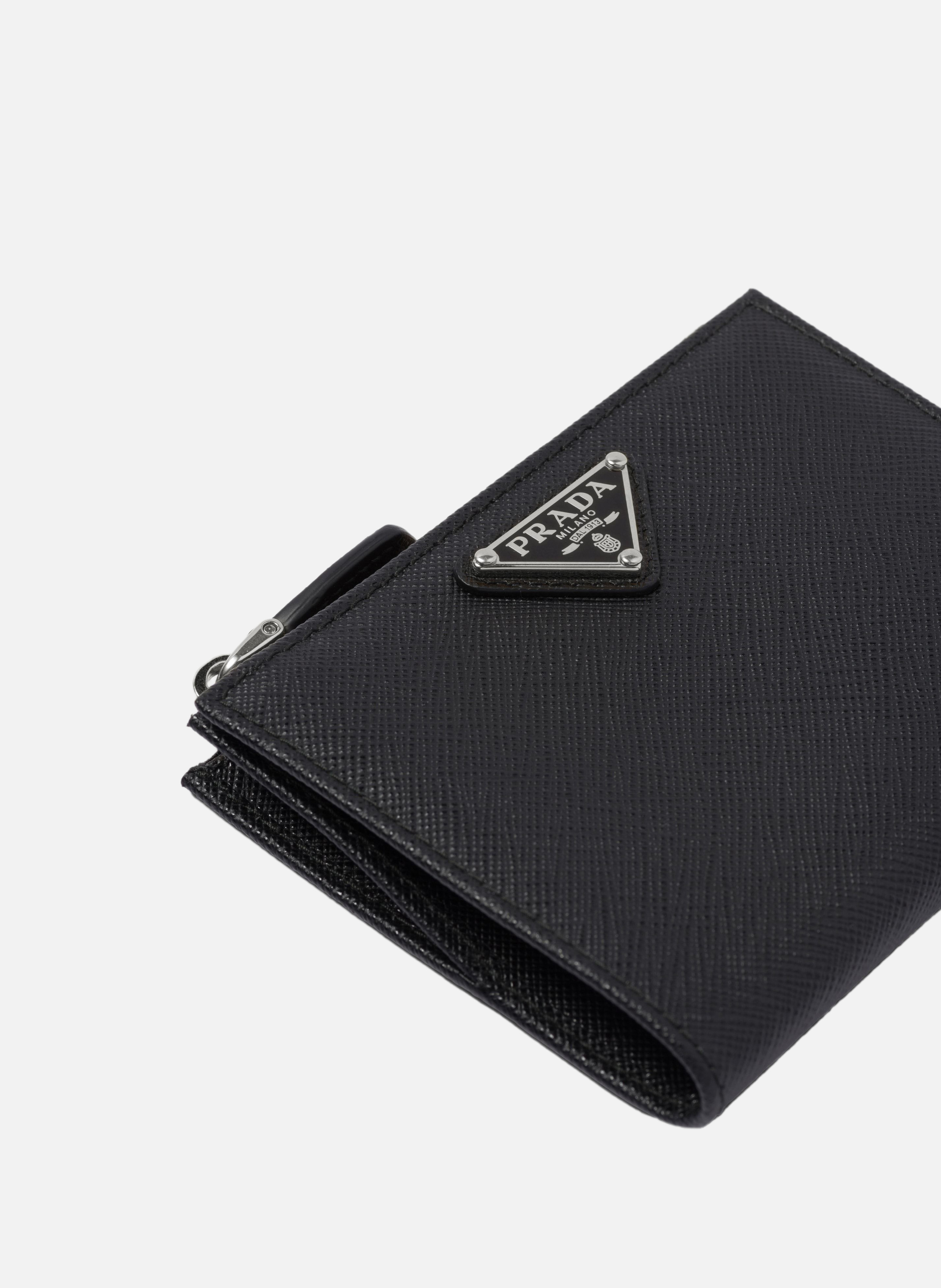 Petit portefeuille en cuir saffiano PRADA Noir