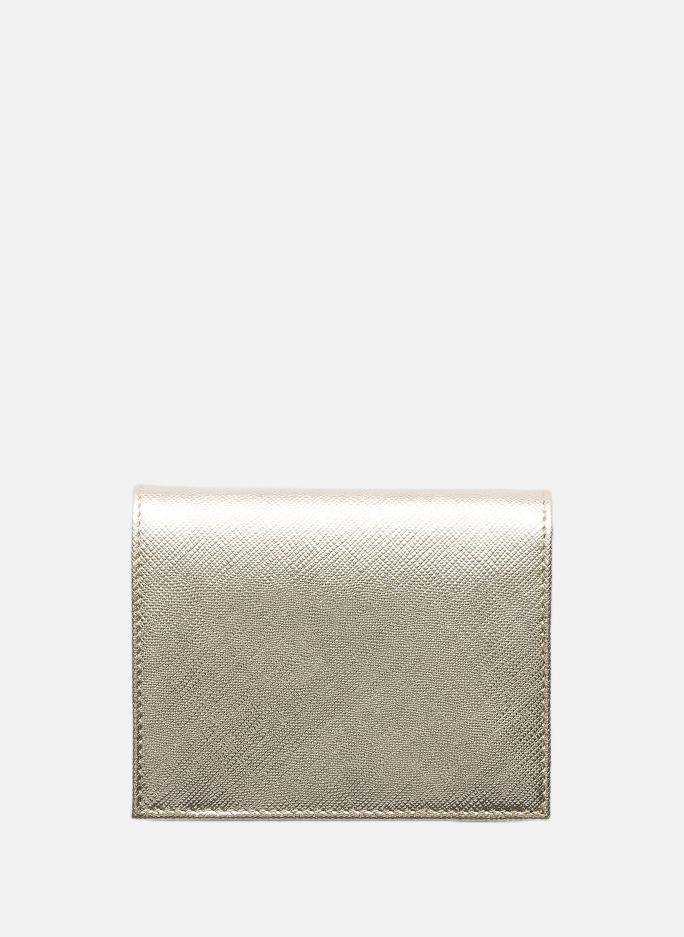 Petit portefeuille en cuir saffiano PRADA Argent
