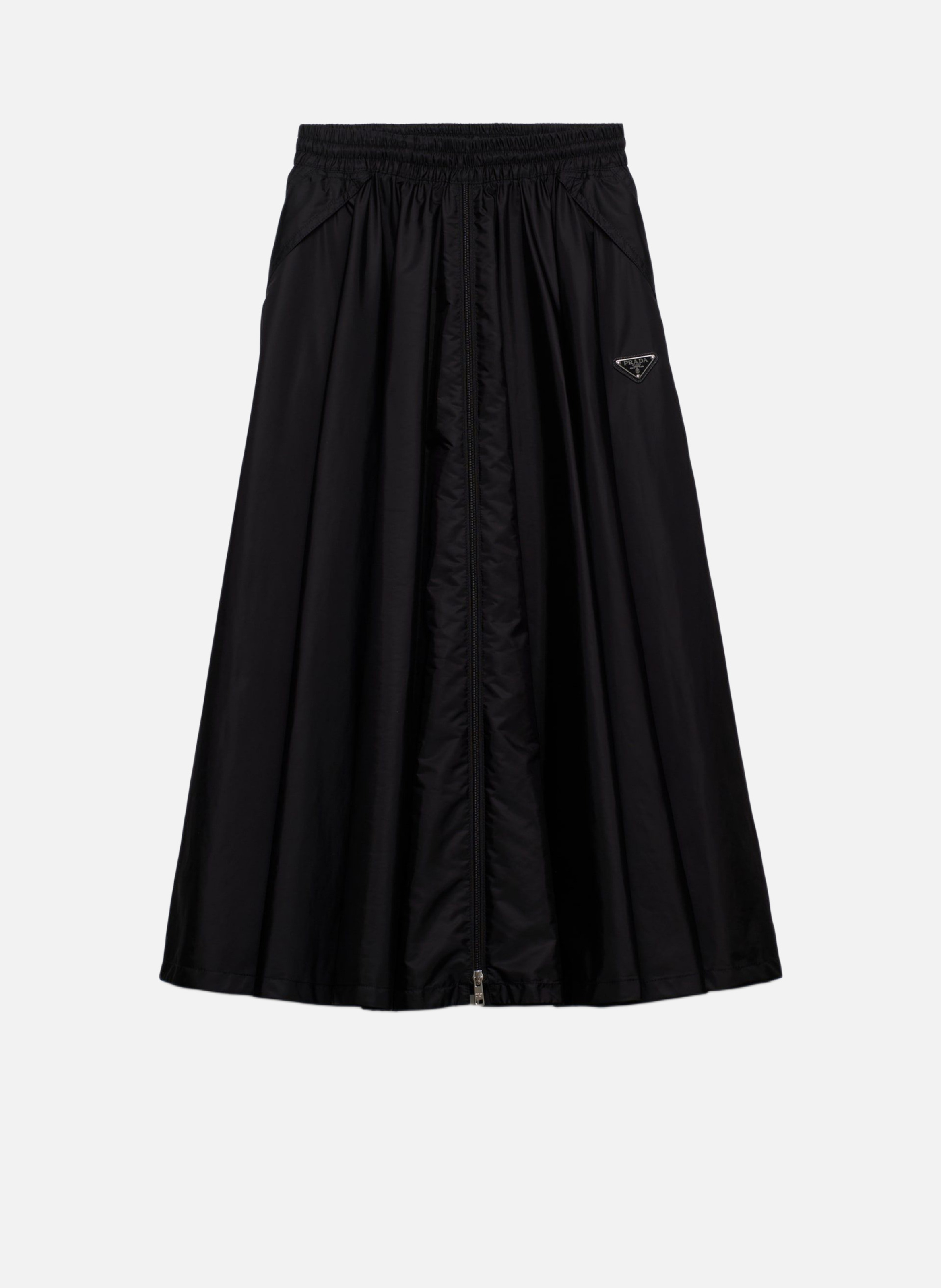 PRADA Jupe évasée en re-nylon léger Noir