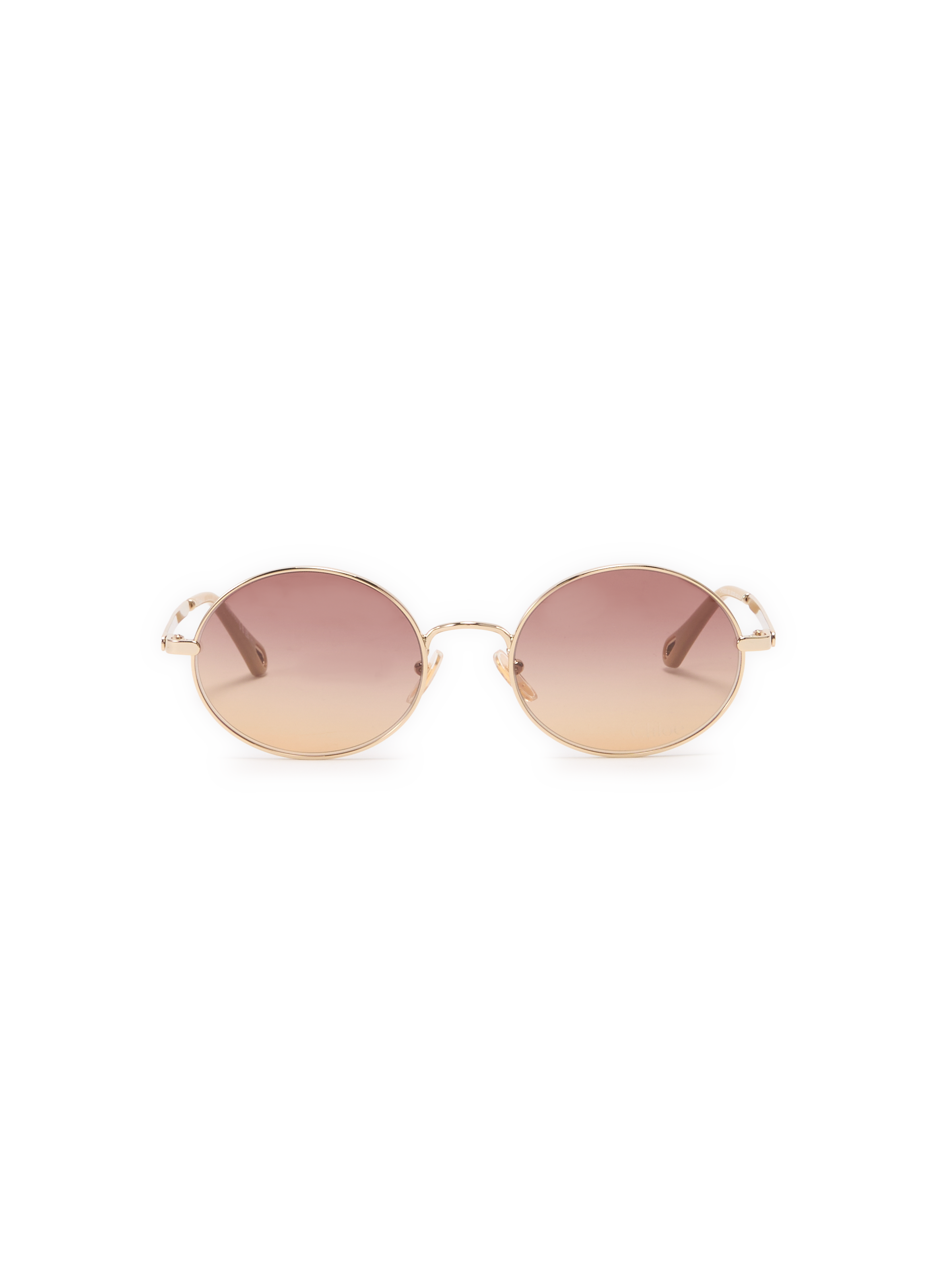 CHLOÉ Oval Metallic Sunglasses Brown