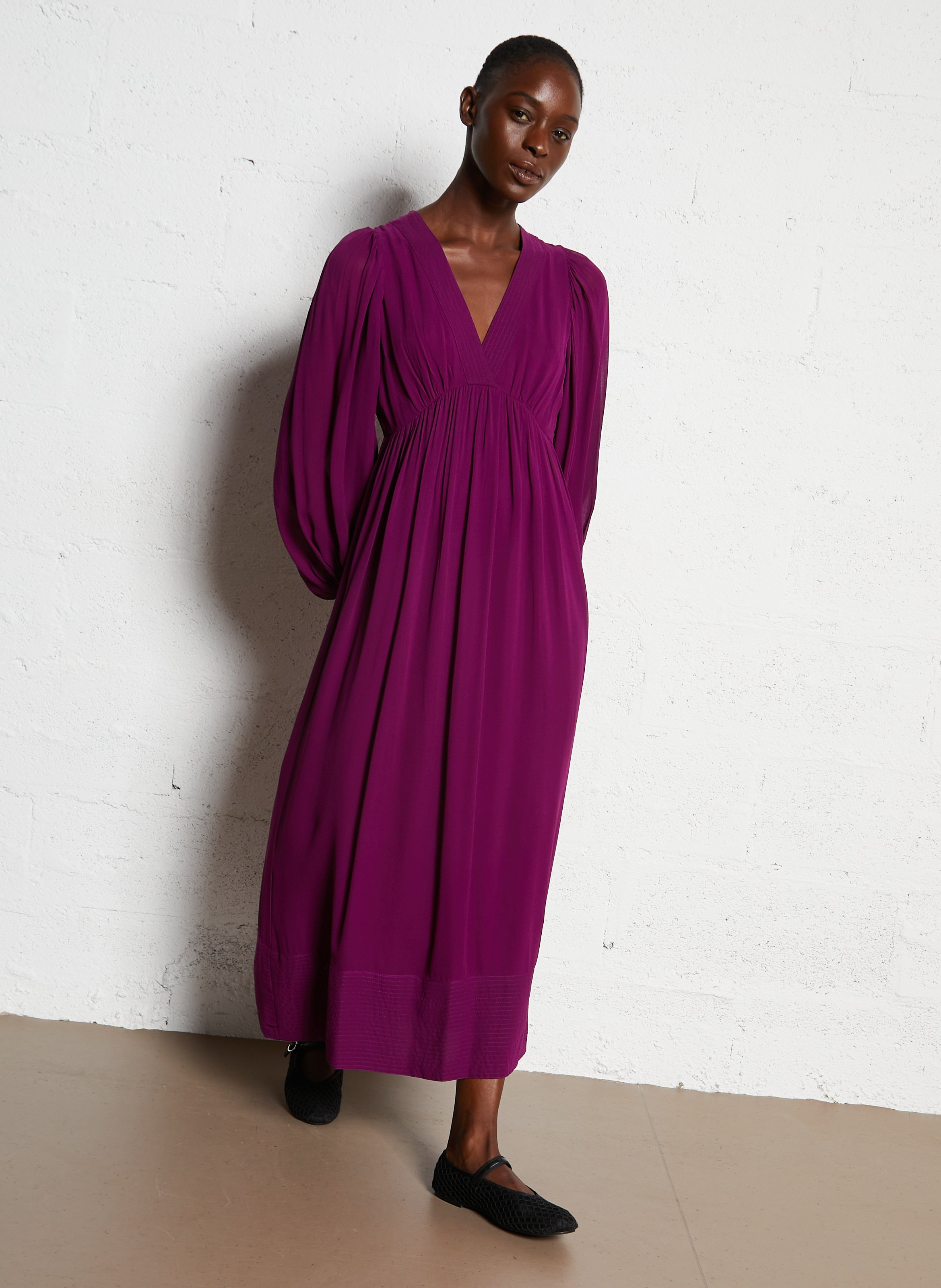 Robe midi col v livia MAISON 123 Violet