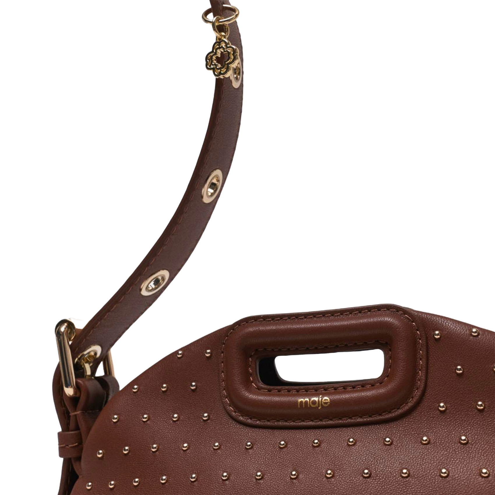 Sac bandoulière clouté à franges miss m mini MAJE Marron