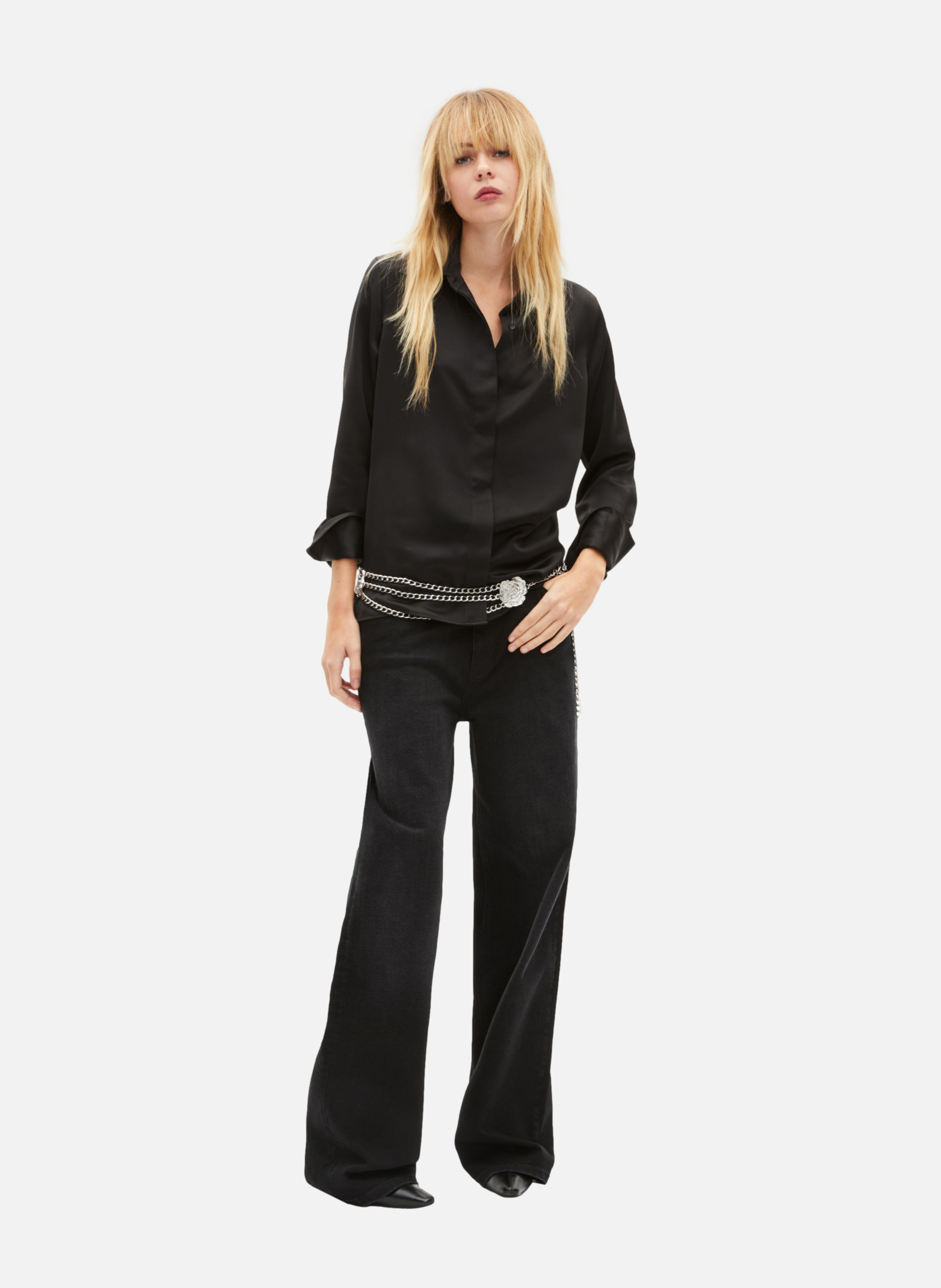 Chemise en satin THE KOOPLES Noir