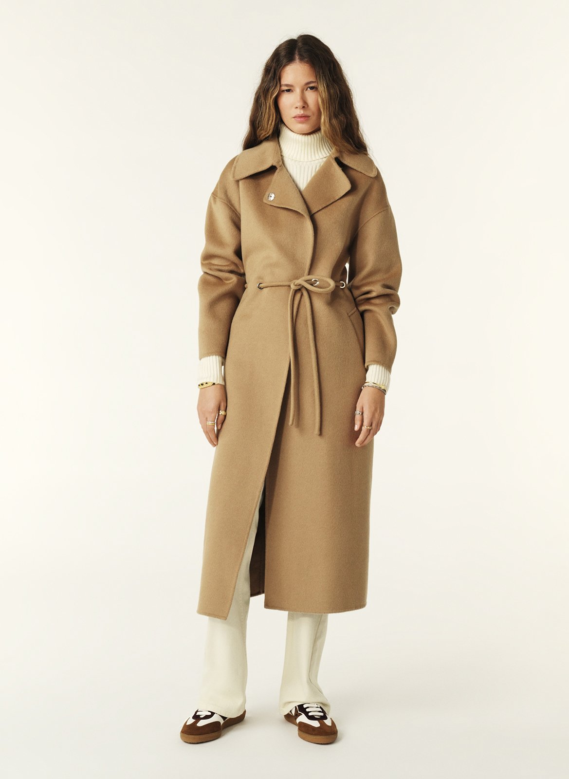 Manteau long col asymétrique kate BA&SH Marron