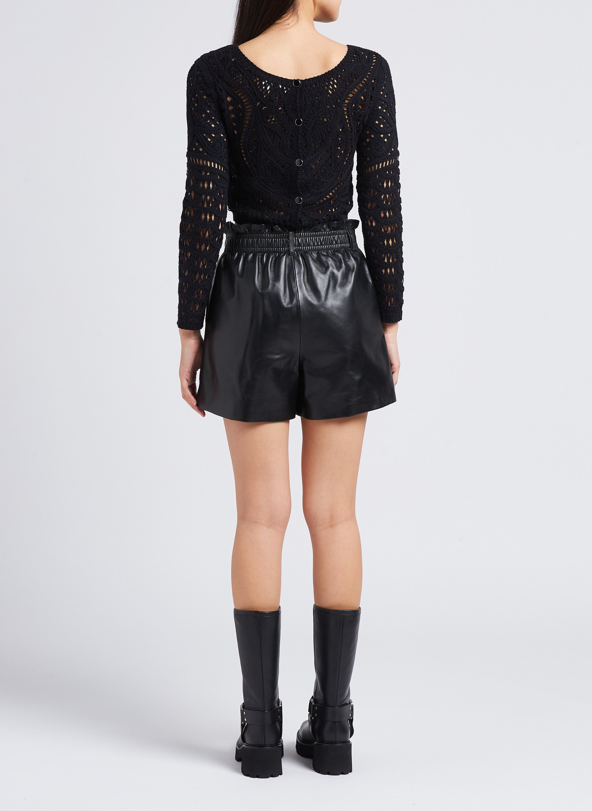 Short taille haute en cuir aglae BA&SH Noir