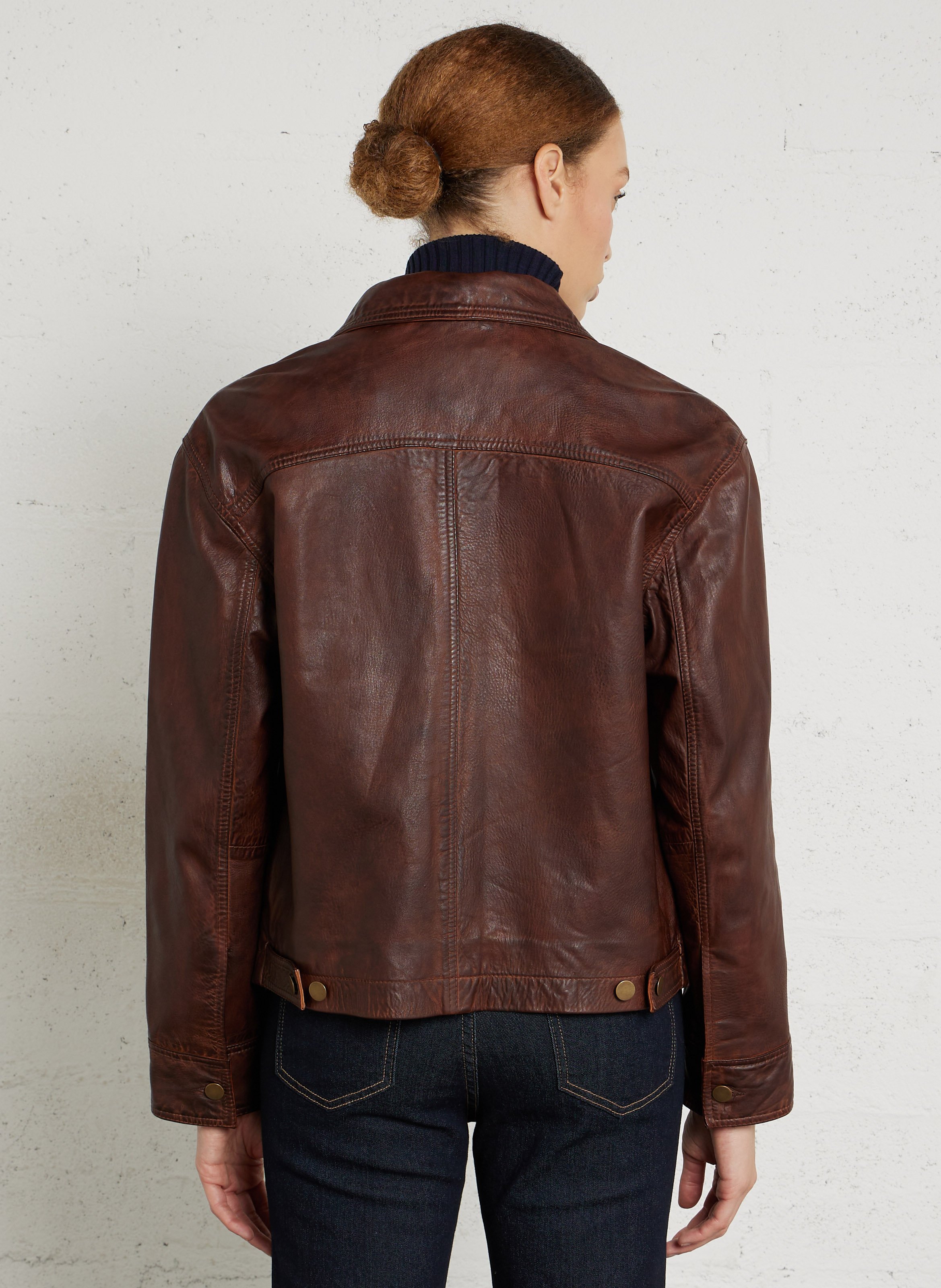 Veste droite boutonnée en cuir carla MAISON 123 Rouge