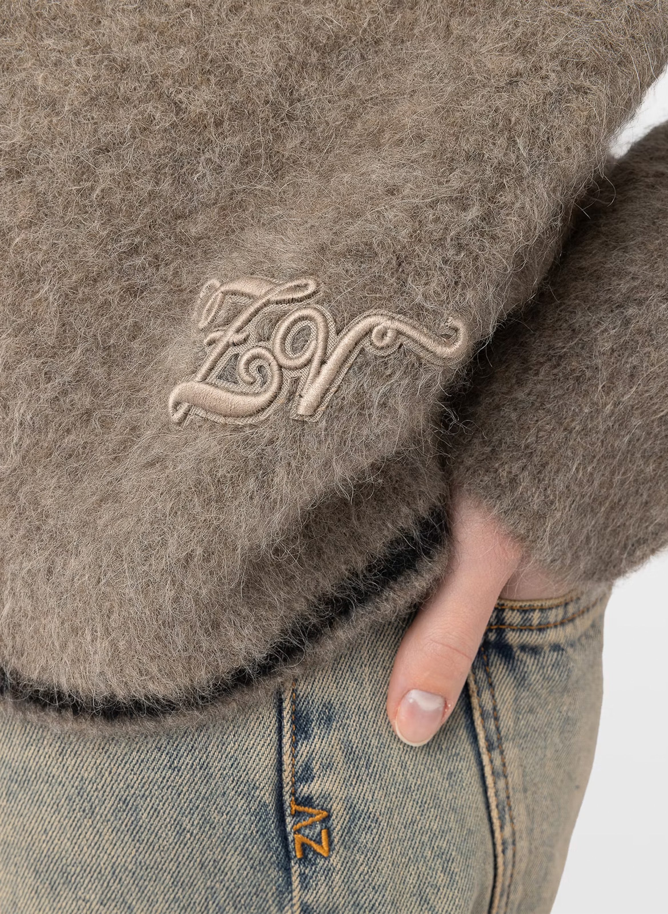 Pull droit col rond en mohair mélangé markuz ZADIG&VOLTAIRE Beige