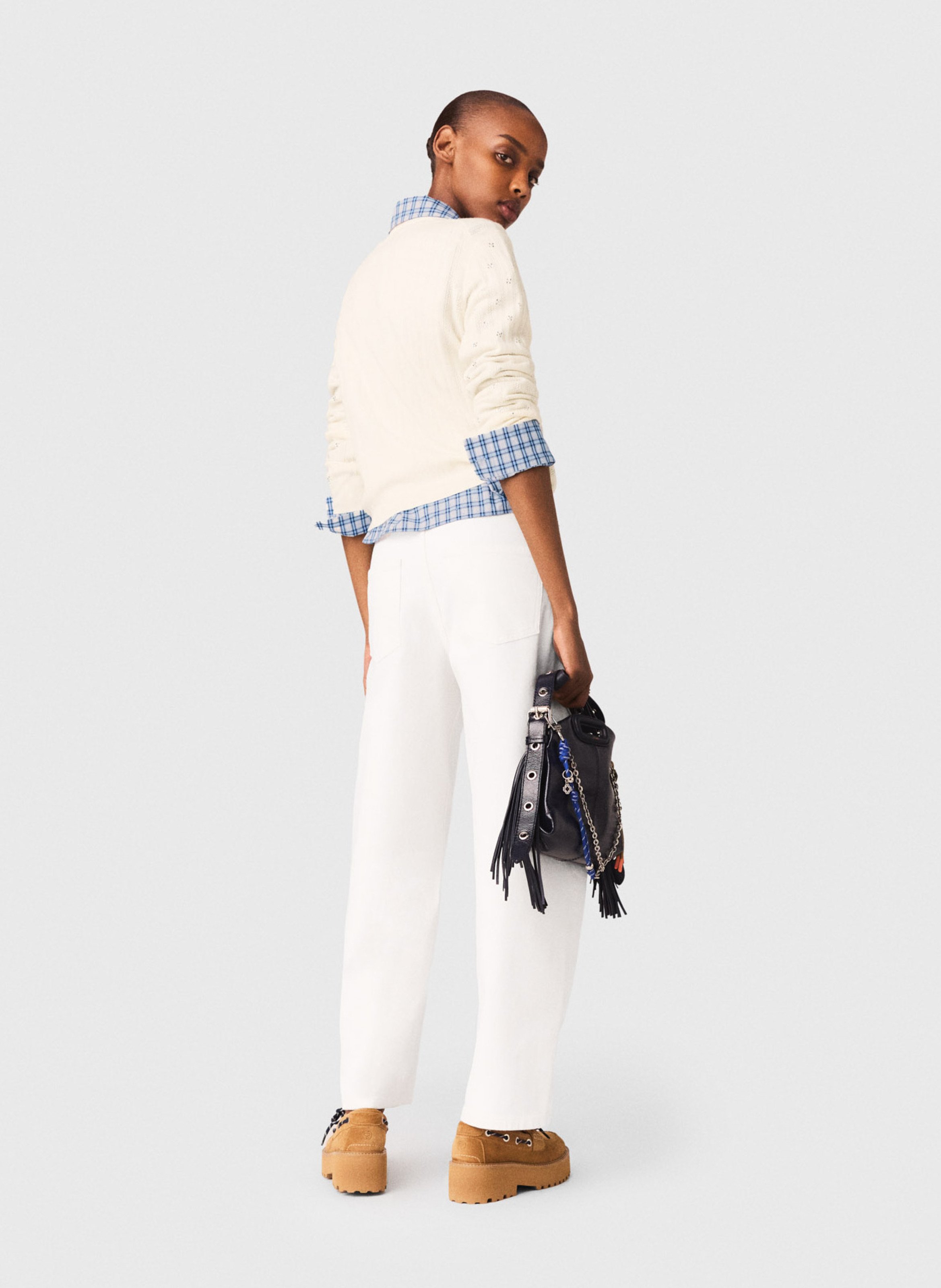 Pull col rond en laine mélangée MAJE Beige