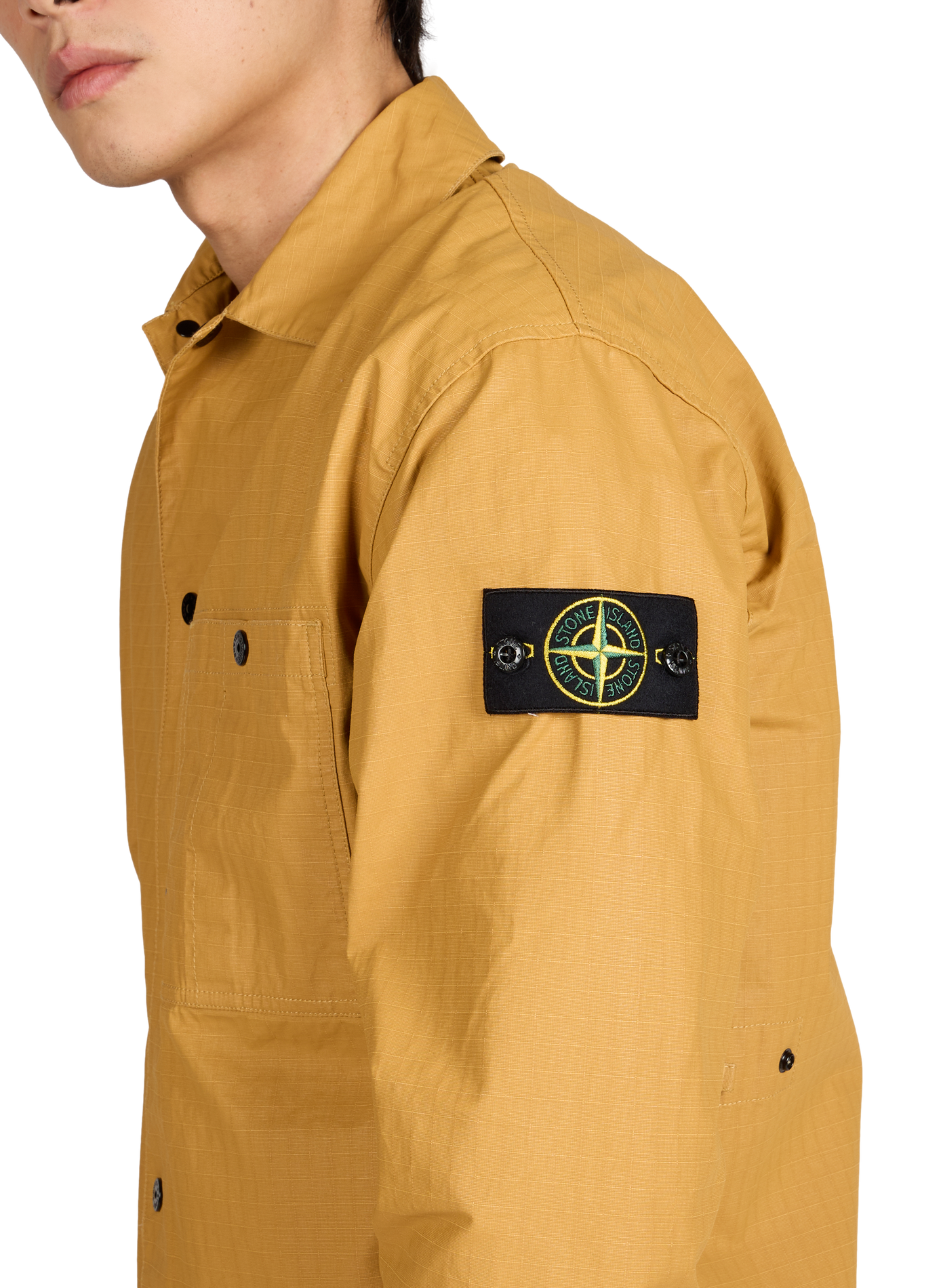 Straight overshirt with classic collar in cotton STONE ISLAND Yellow