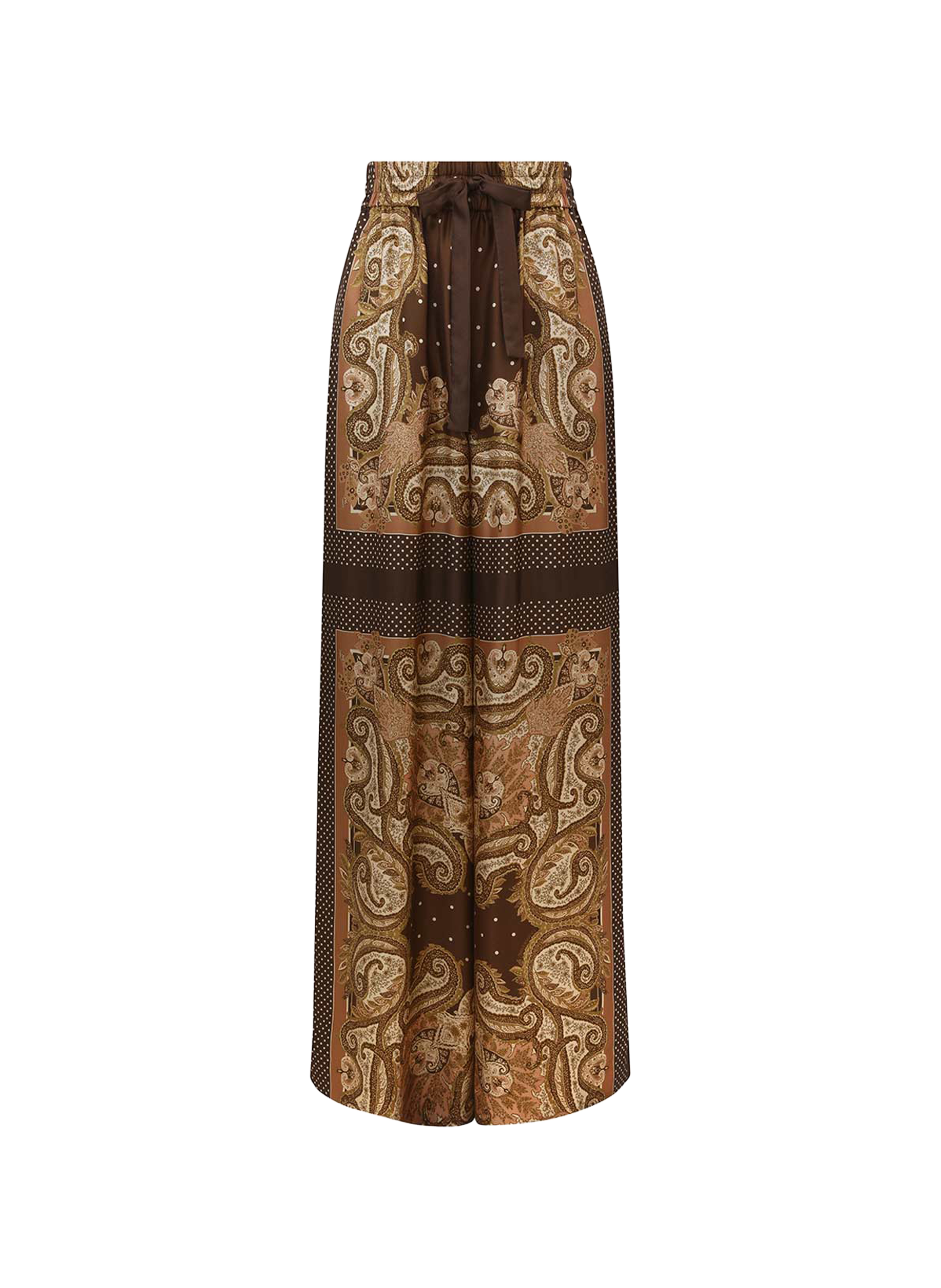 Pantalon Luna imprimé en soie ZIMMERMANN Marron