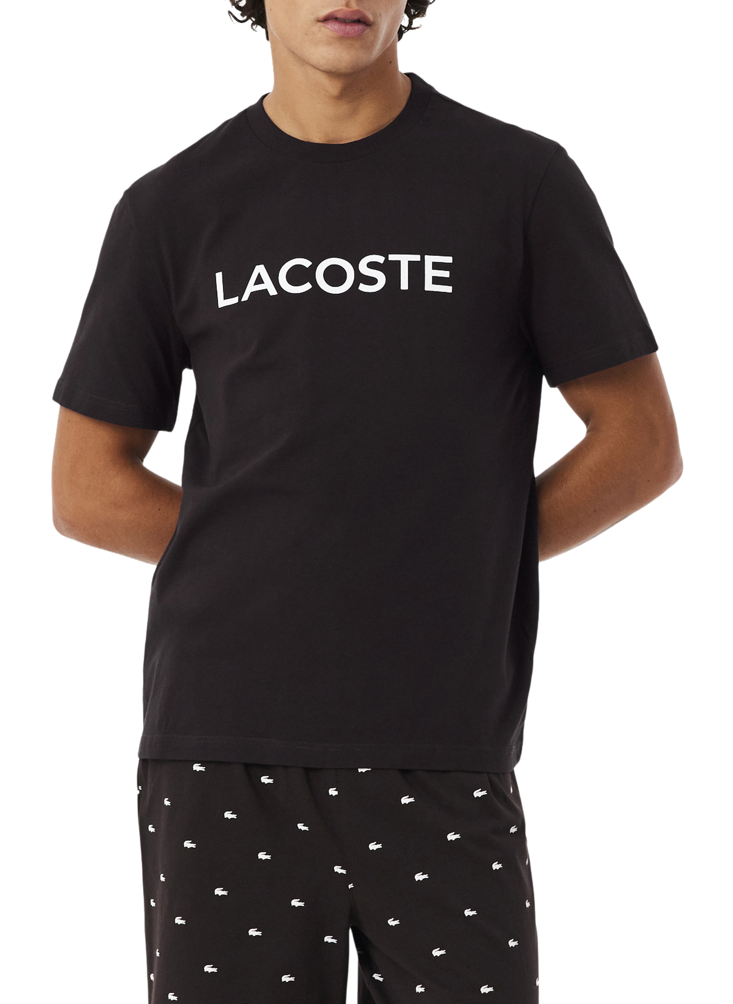 Set di pigiama in cotone stampato coccodrillo. LACOSTE Marrone